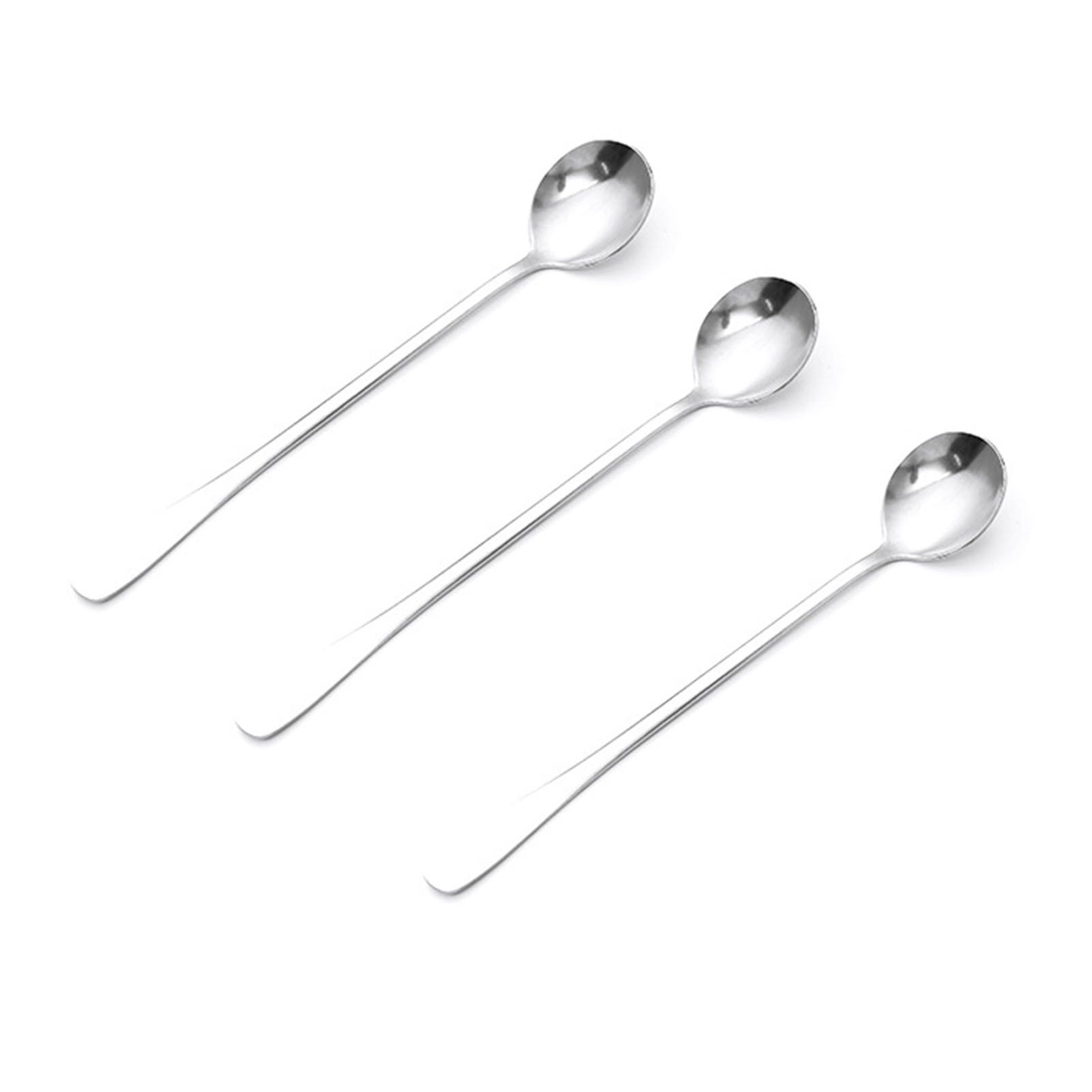 Long Handle Spoons Stainless Steel Elegant Multi Functional Stirring Spoons for Coffee Tea Dessert 3pcs Round Head - Image 1