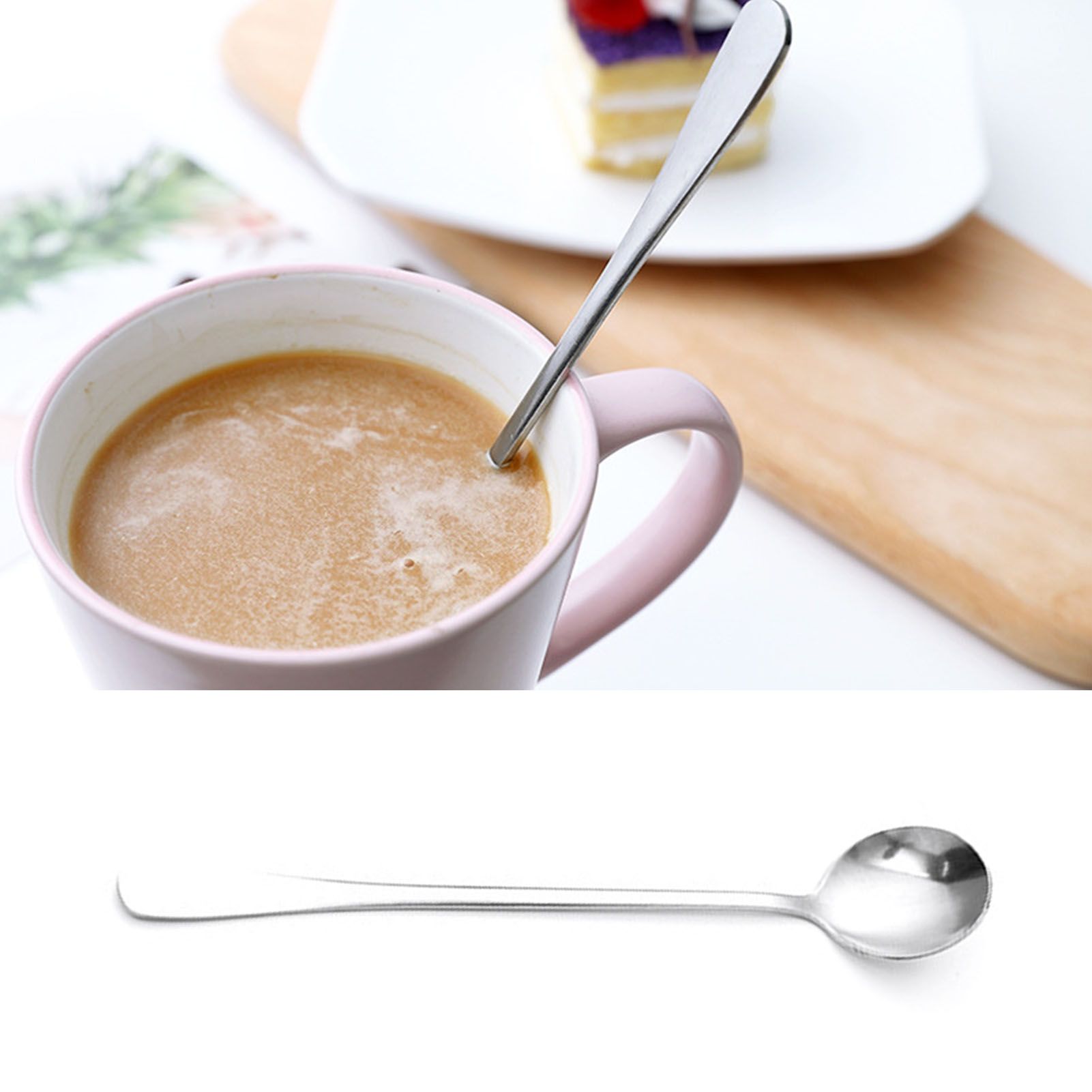 Long Handle Spoons Stainless Steel Elegant Multi Functional Stirring Spoons for Coffee Tea Dessert 3pcs Round Head - Image 5
