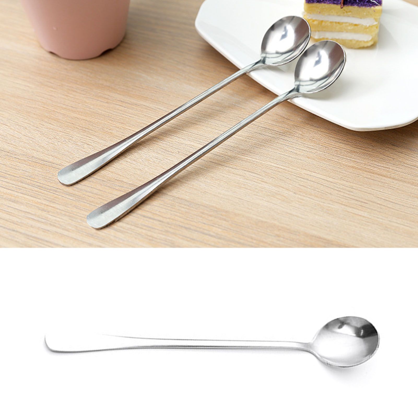 Long Handle Spoons Stainless Steel Elegant Multi Functional Stirring Spoons for Coffee Tea Dessert 3pcs Round Head - Image 6