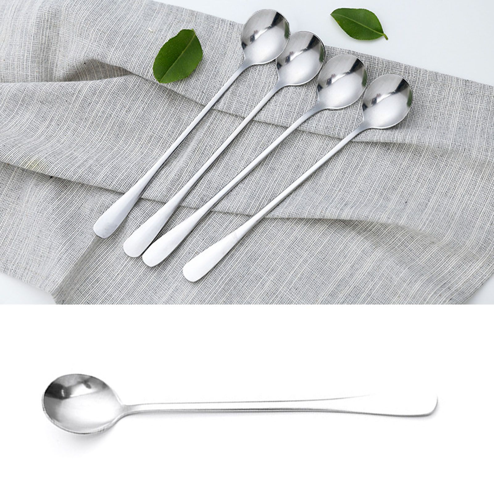 Long Handle Spoons Stainless Steel Elegant Multi Functional Stirring Spoons for Coffee Tea Dessert 3pcs Round Head - Image 8