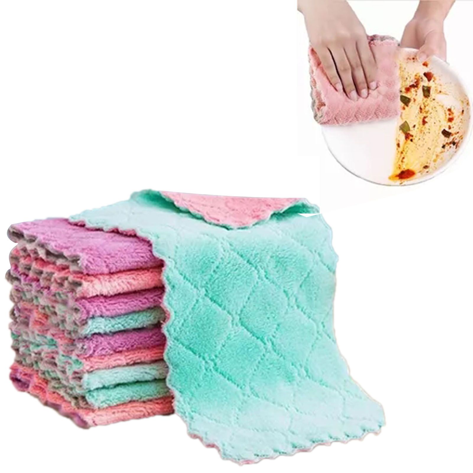 20Pcs Lint Free Kitchen Cleaning Cloth Dish Towels Double Sided Water Absorption Microfiber Dish Cloths - Image 2