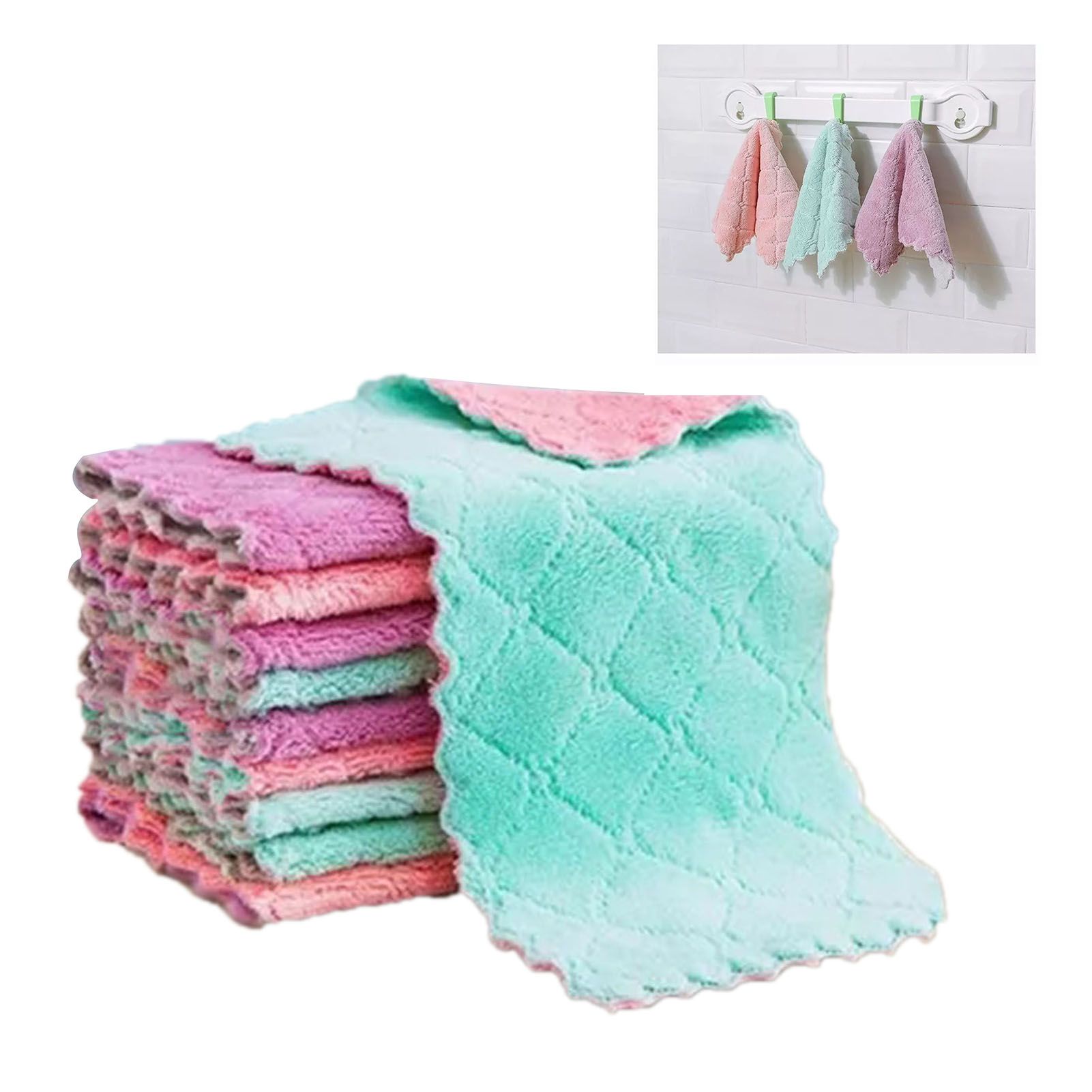 20Pcs Lint Free Kitchen Cleaning Cloth Dish Towels Double Sided Water Absorption Microfiber Dish Cloths - Image 3