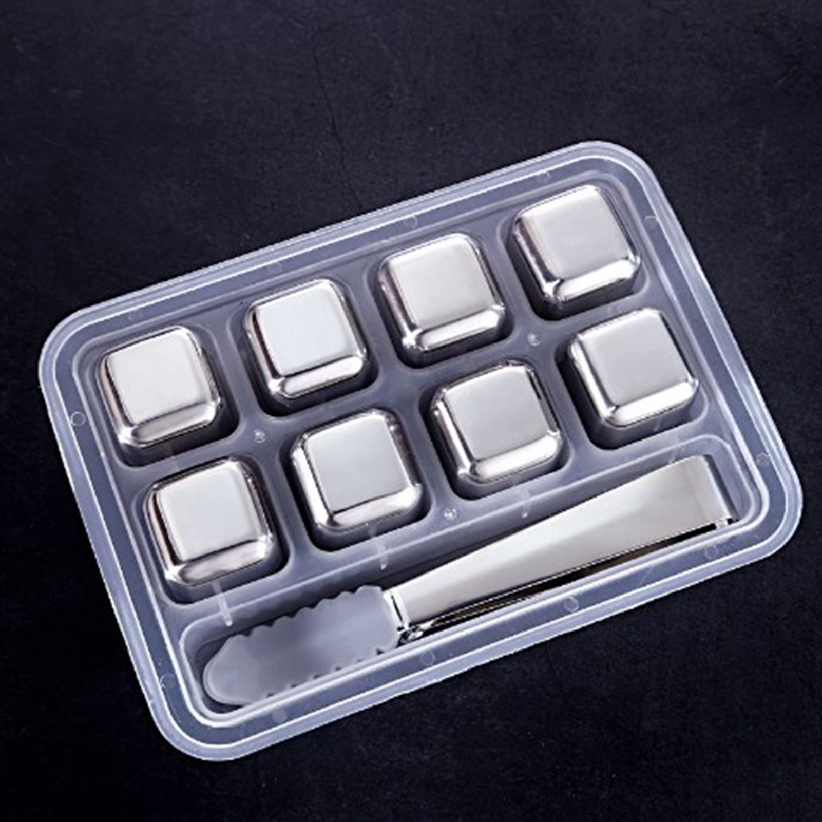 8PCS Metal Ice Cubes 304 Stainless Steel with Ice Tongs Widely Used Whiskey Stones for Chilling Whiskey Beverage - Image 4