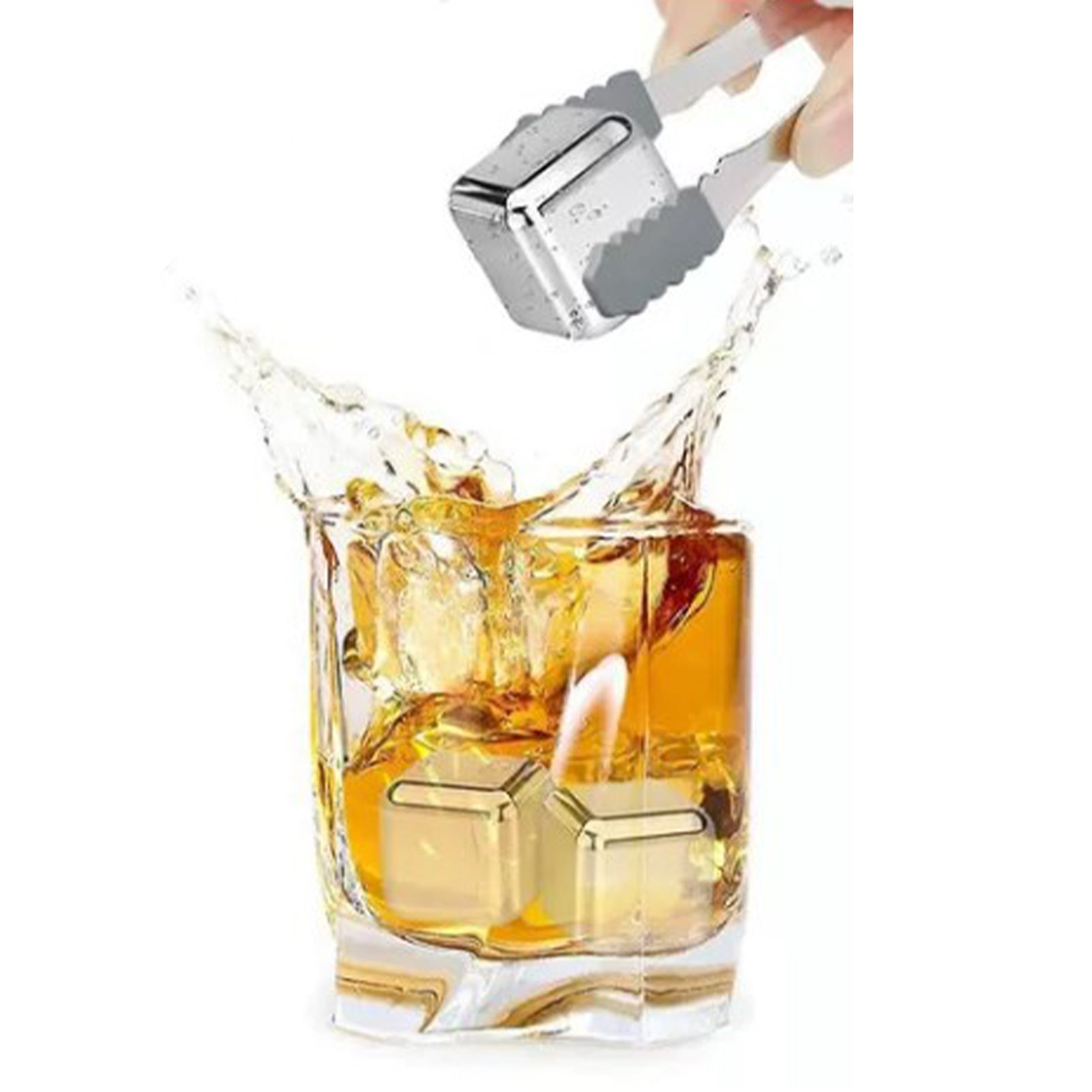 8PCS Metal Ice Cubes 304 Stainless Steel with Ice Tongs Widely Used Whiskey Stones for Chilling Whiskey Beverage - Image 7