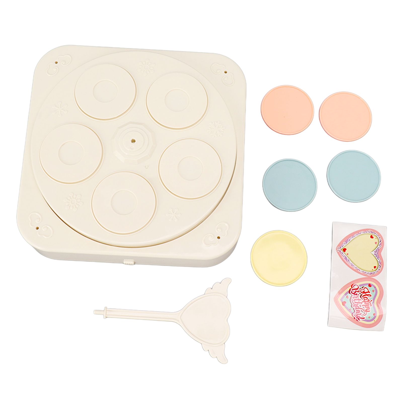 Rotating Dessert Display Table 8 Inch Automatic Rotating Cupcake Stand Machine for Wedding Birthday with Music and 5 Trays - Image 1