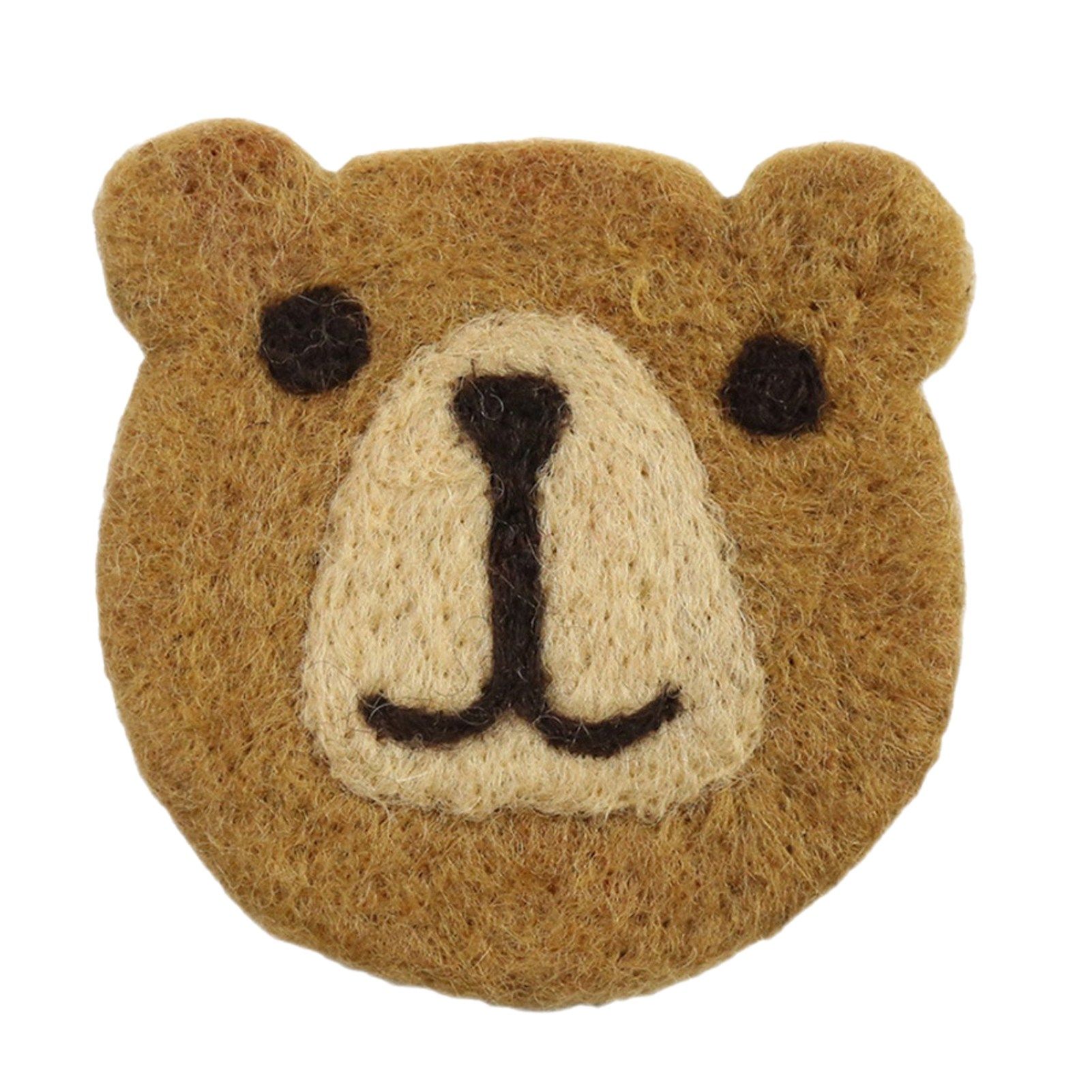 Bear Wool Felt Coaster Cute Soft Insulated Anti Slip Decorative Drink Coaster for Coffee Brown Free Size - Image 1