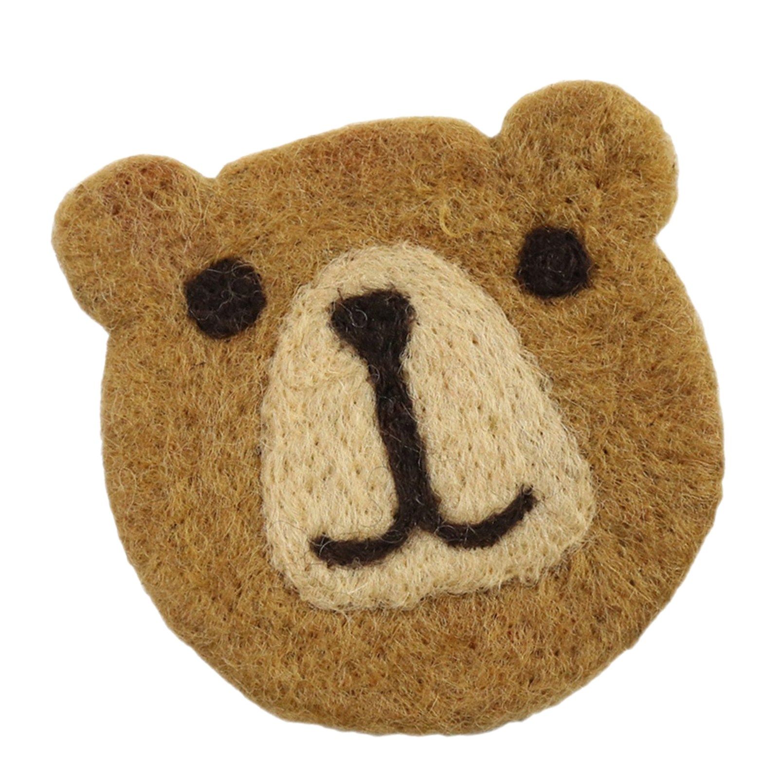Bear Wool Felt Coaster Cute Soft Insulated Anti Slip Decorative Drink Coaster for Coffee Brown Free Size - Image 2