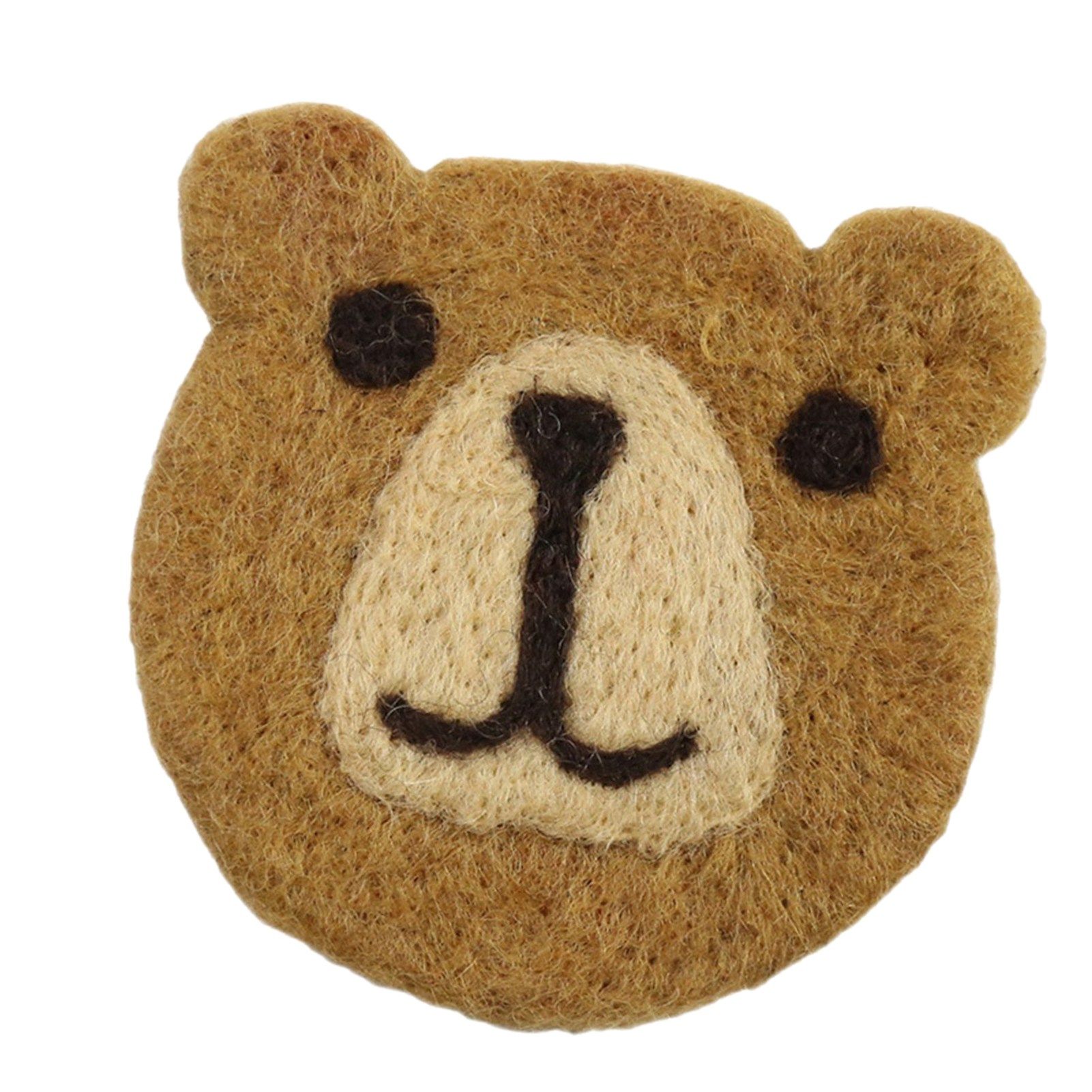 Bear Wool Felt Coaster Cute Soft Insulated Anti Slip Decorative Drink Coaster for Coffee Brown Free Size - Image 3