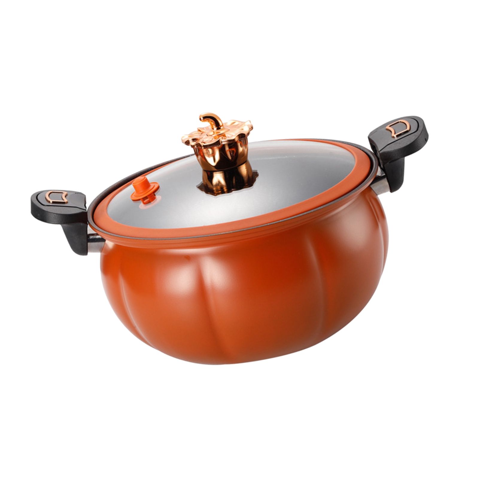 Micro Pressure Cooker Pumpkin Non Stick Multifunctional Soup Pot Gas Stove Universal Kitchen Tool with Glass Lid Brown 28cm - Image 4