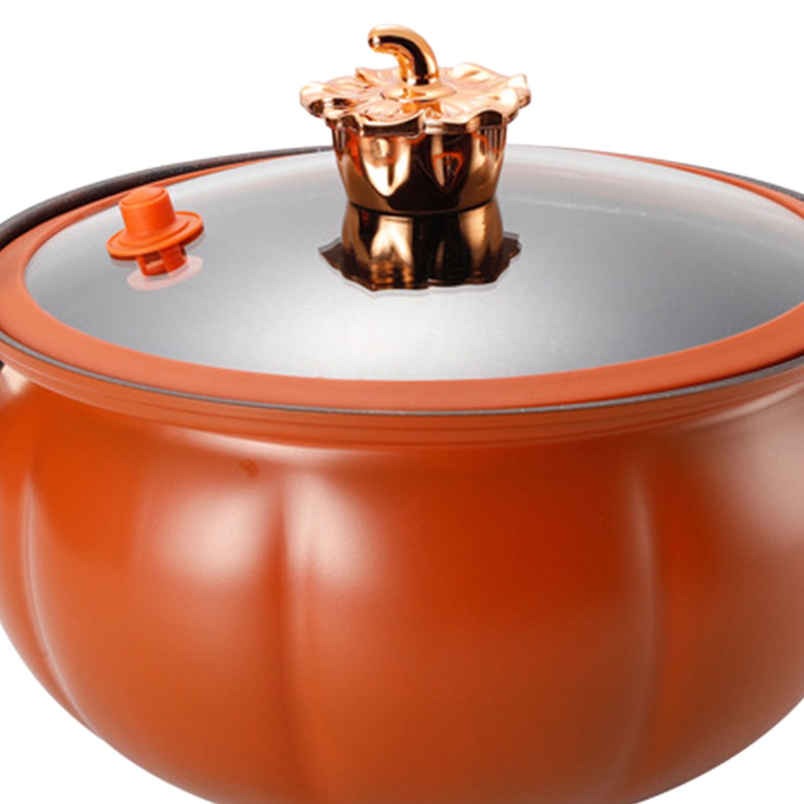 Micro Pressure Cooker Pumpkin Non Stick Multifunctional Soup Pot Gas Stove Universal Kitchen Tool with Glass Lid Brown 28cm - Image 8