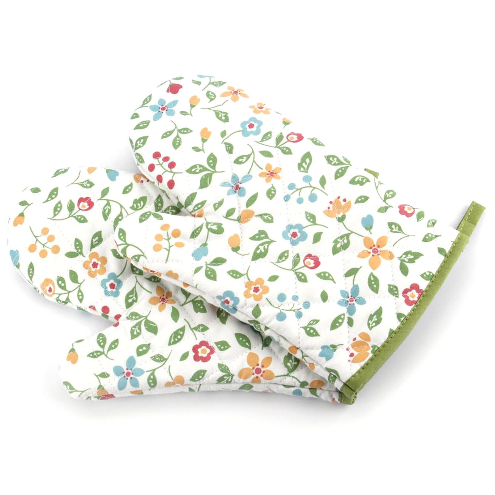 1 Pair Oven Gloves Non Slip Flower Grass Pattern Heat Resistant Microwave Mitts for Cooking Kitchen - Image 4