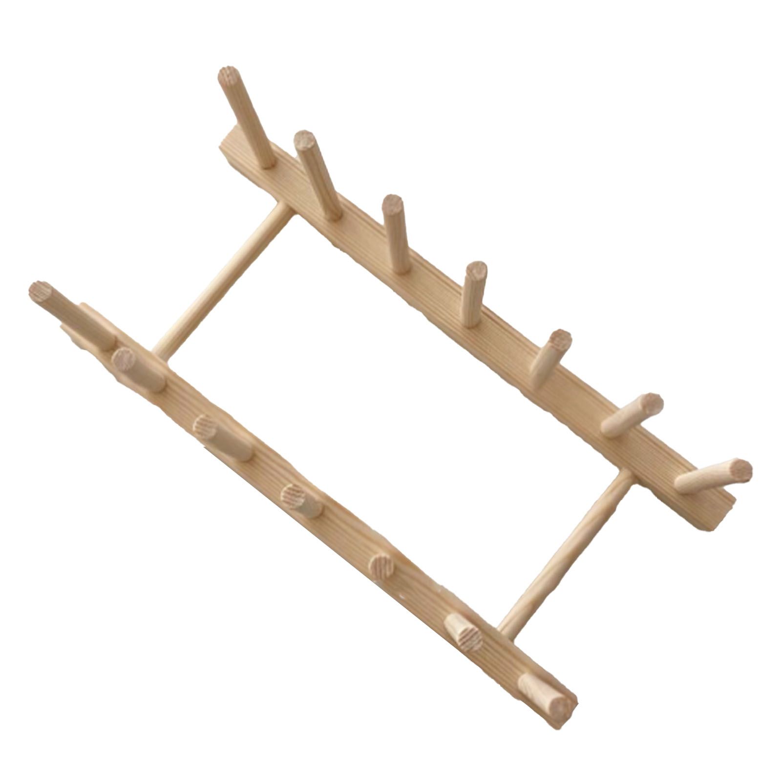 Vertical Wooden Dish Drying Rack 6 Grids Pine Wood Dish Drying Rack with Stable Base for Cups Cutting Boards - Image 2