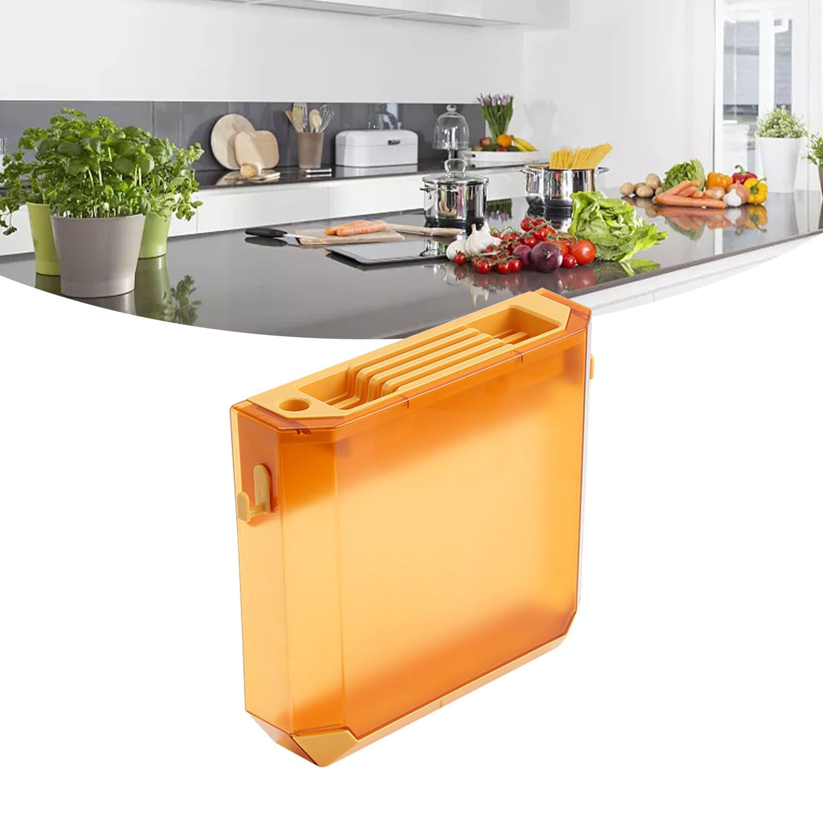 Kitchen Knife Holder Transparent PET Wall Mounted Storage Block Tools Hanging Rack Holder Shelf Yellow - Image 6