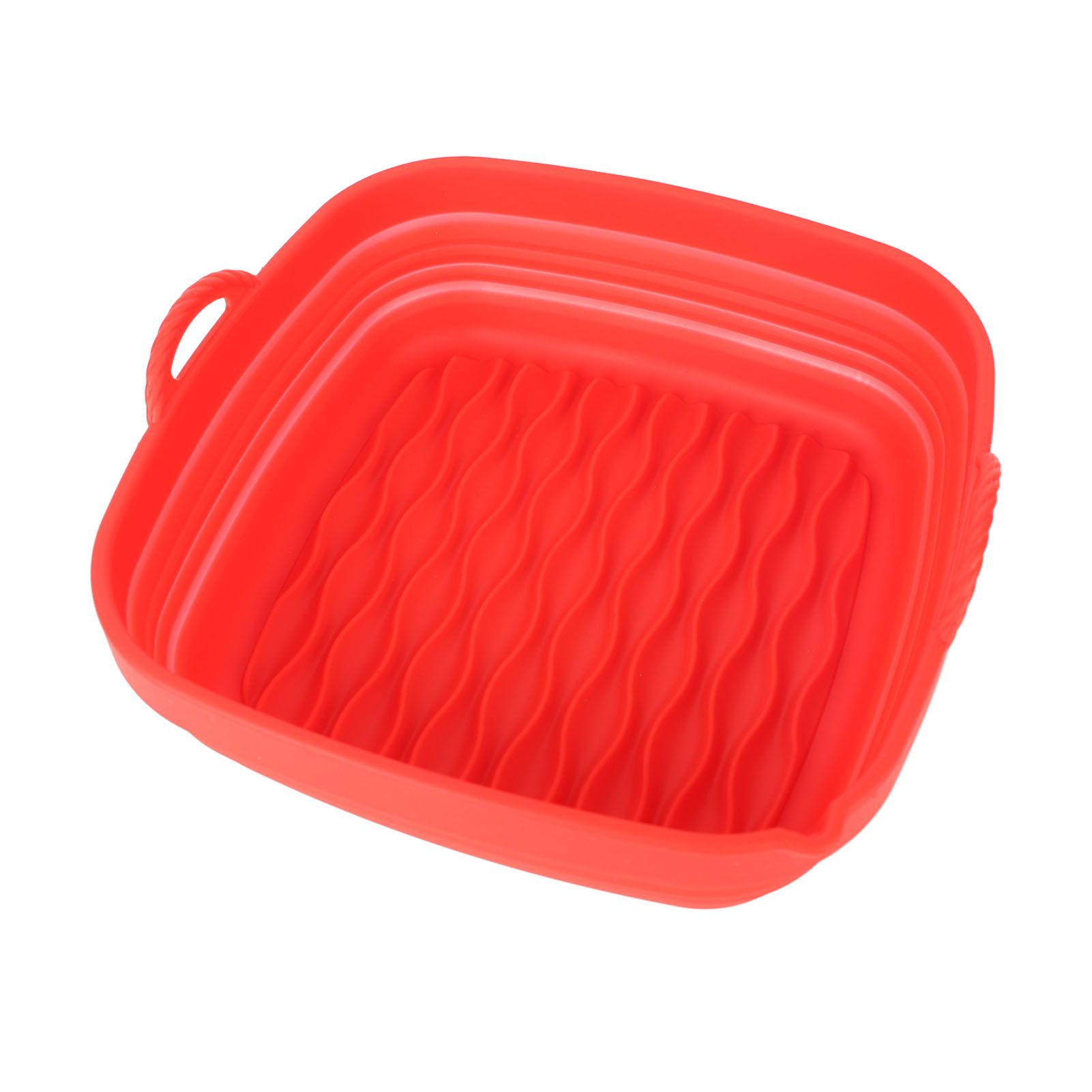 Reusable Fryer Liners Wave Grain Square Fryer Silicone Basket for Home Baking Camping Barbecuing Red - Image 1