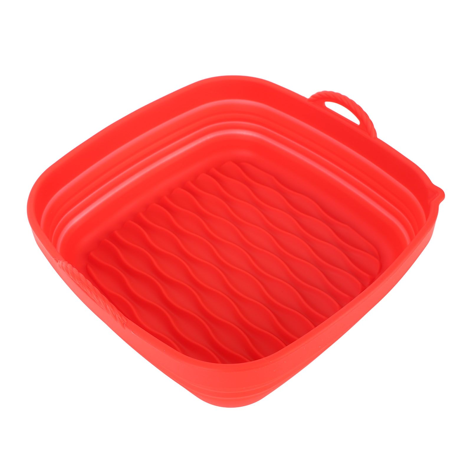 Reusable Fryer Liners Wave Grain Square Fryer Silicone Basket for Home Baking Camping Barbecuing Red - Image 2