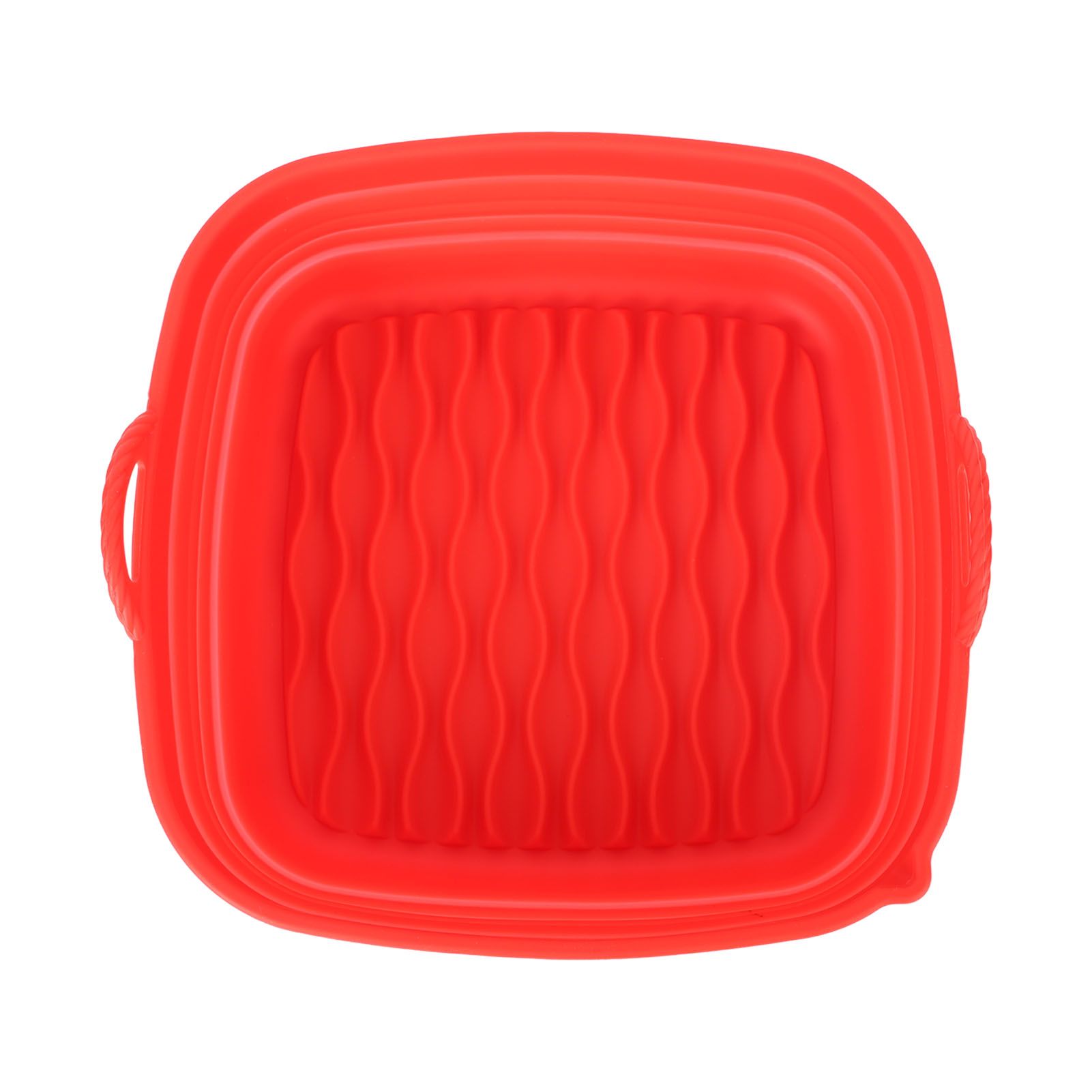 Reusable Fryer Liners Wave Grain Square Fryer Silicone Basket for Home Baking Camping Barbecuing Red - Image 3