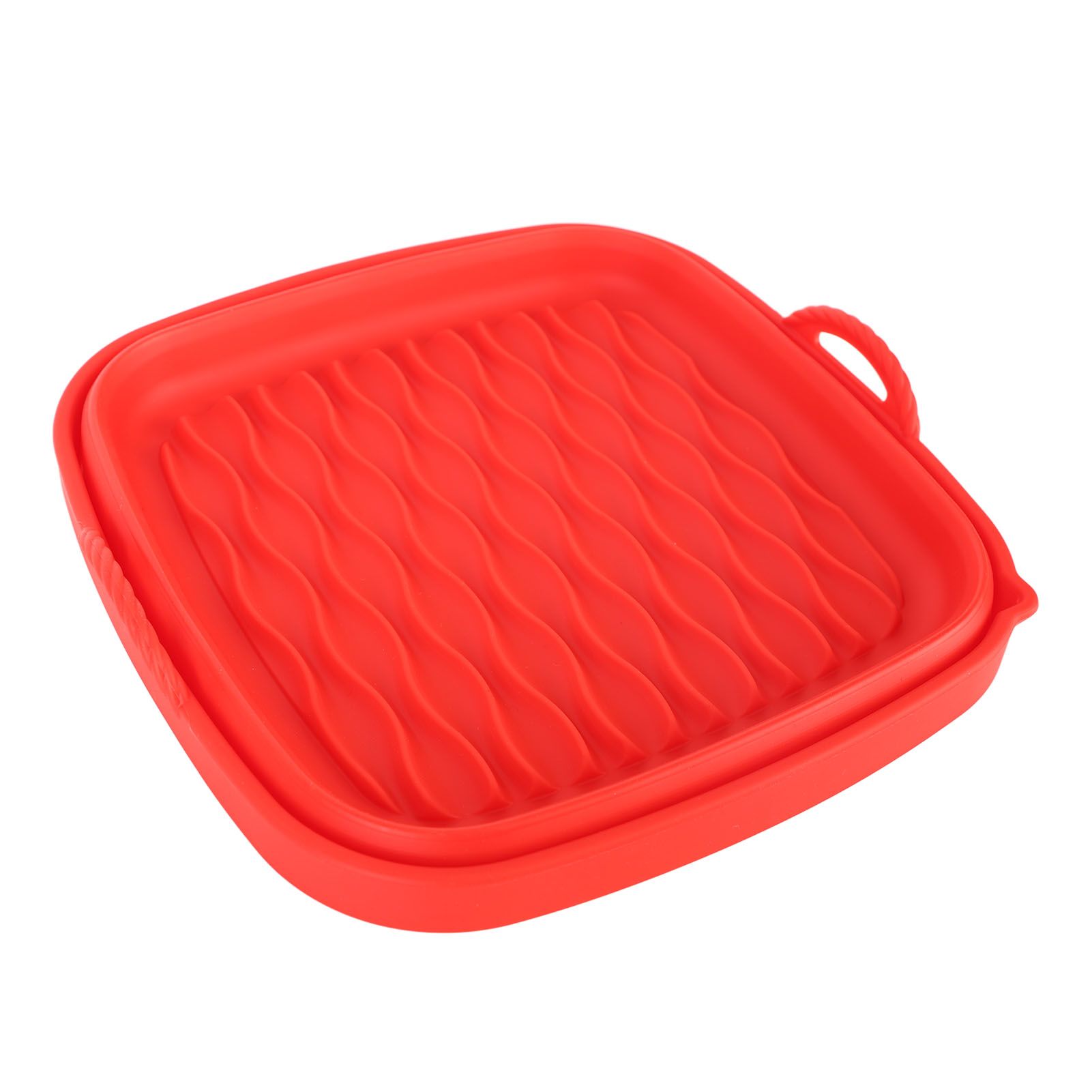 Reusable Fryer Liners Wave Grain Square Fryer Silicone Basket for Home Baking Camping Barbecuing Red - Image 6