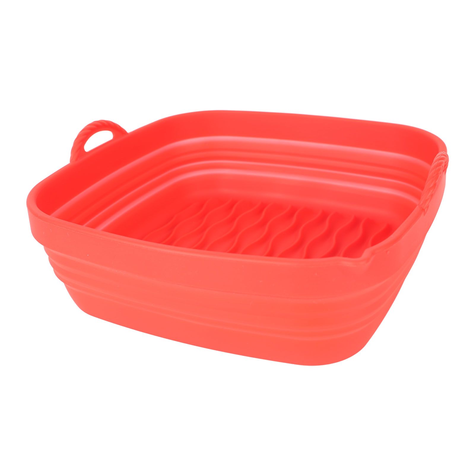 Reusable Fryer Liners Wave Grain Square Fryer Silicone Basket for Home Baking Camping Barbecuing Red - Image 8