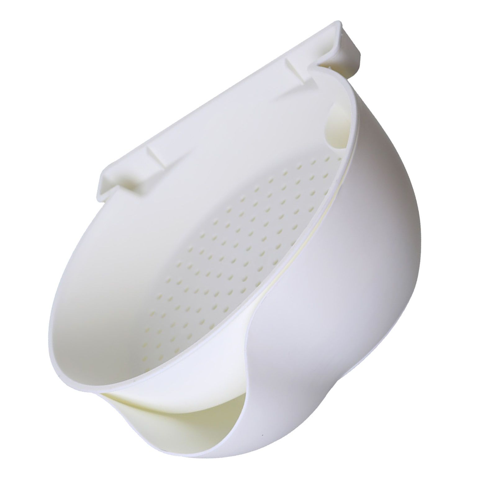 Strainer Bowl 2 Layer Fruit Colander Basket Plastic with Phone Bracket for Kitchen Food White - Image 4