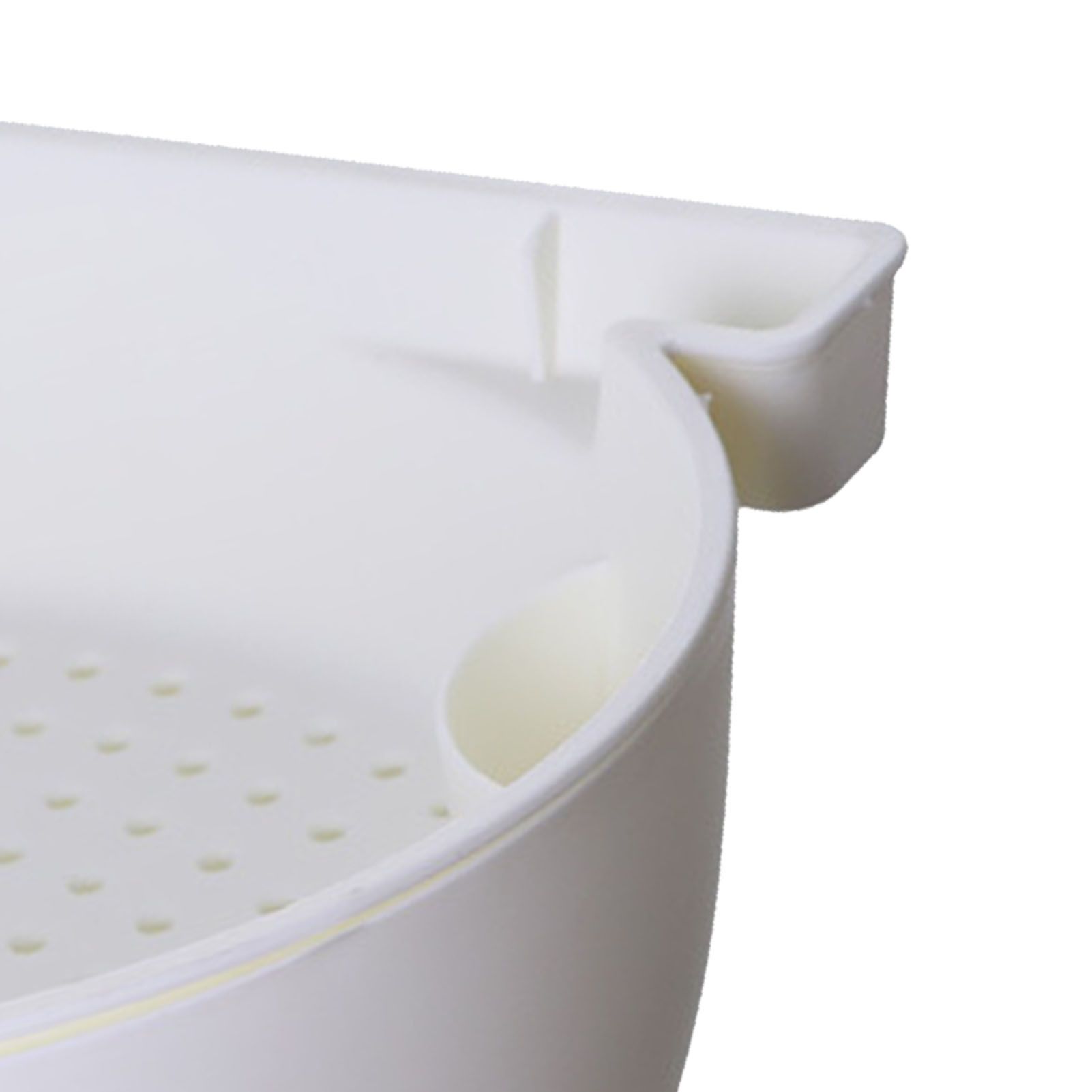 Strainer Bowl 2 Layer Fruit Colander Basket Plastic with Phone Bracket for Kitchen Food White - Image 7