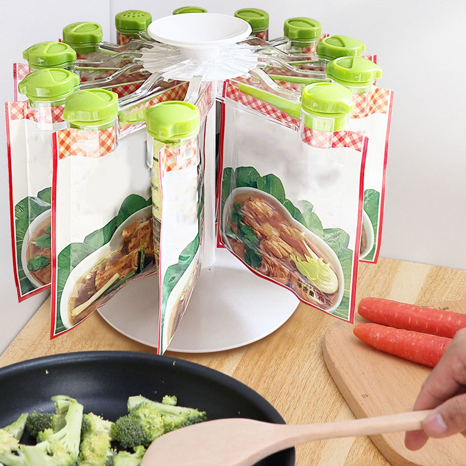Rotating Seasoning Bag Rack Condiment Spice Storage Bracket Organizer Holder for Kitchen - Image 5