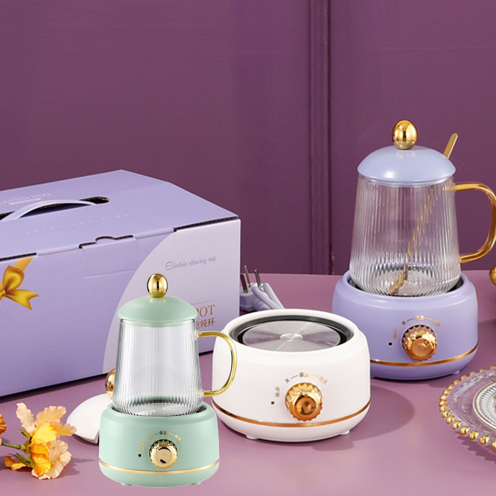 Portable Electric Kettle Stew Cup 450ML Health Cup Mini Slow Cooker Kettle Office Flower Teapot Split Tea Boiler AU Plug 220V - Image 5
