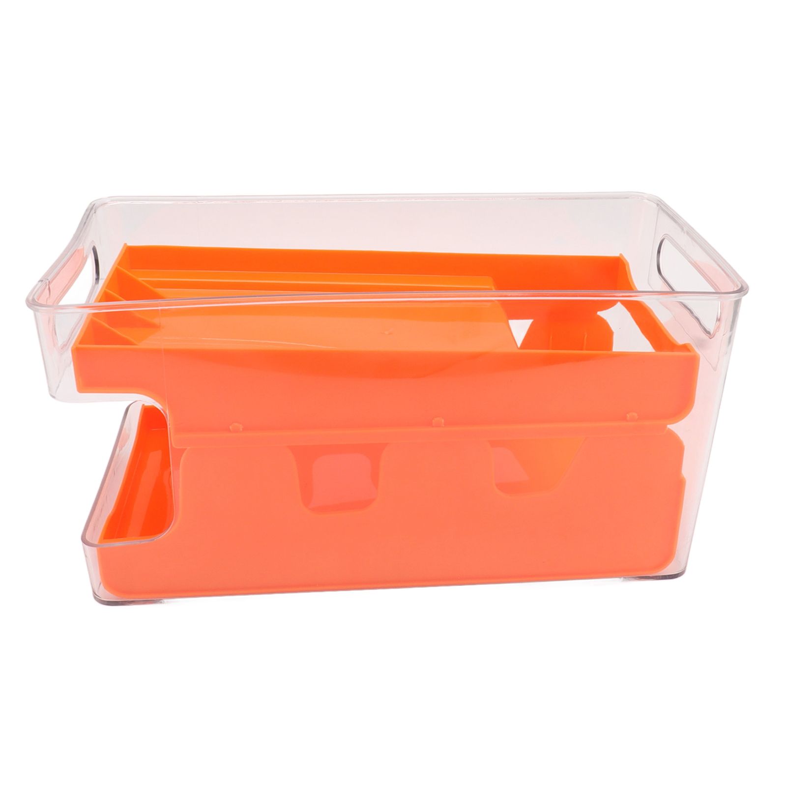 2 Tier Soda Can Rack Beverage Can Can Storage Holder Can Holder for Pantry Refrigerator Orange - Image 1