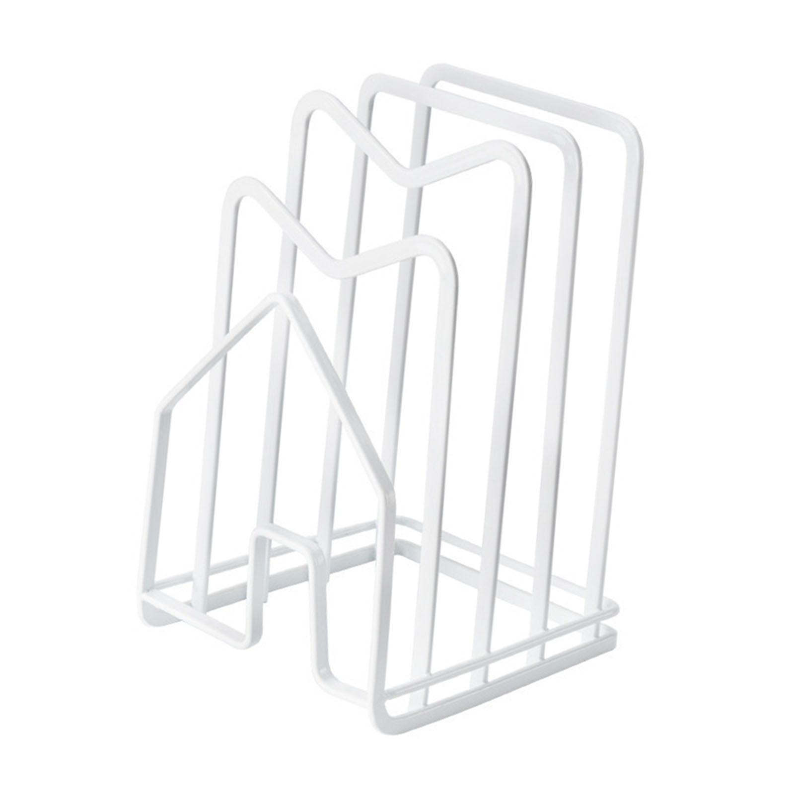 Chopping Board Storage Rack Multifunctional Pot Pan Lid Stand Holder Iron Good Ventilation Kitchen Countertop Organizer White Standard - Image 3