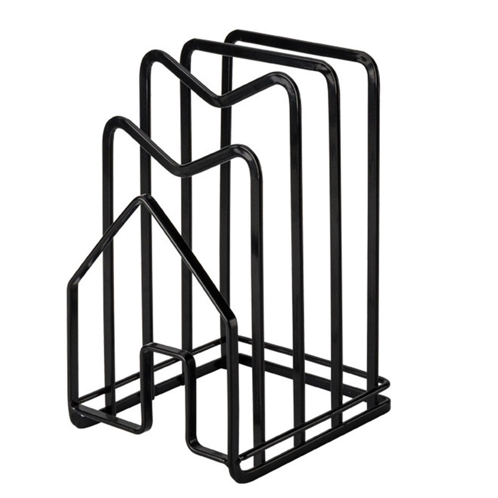 Chopping Board Storage Rack Multifunctional Pot Pan Lid Stand Holder Iron Good Ventilation Kitchen Countertop Organizer Black Standard - Image 1