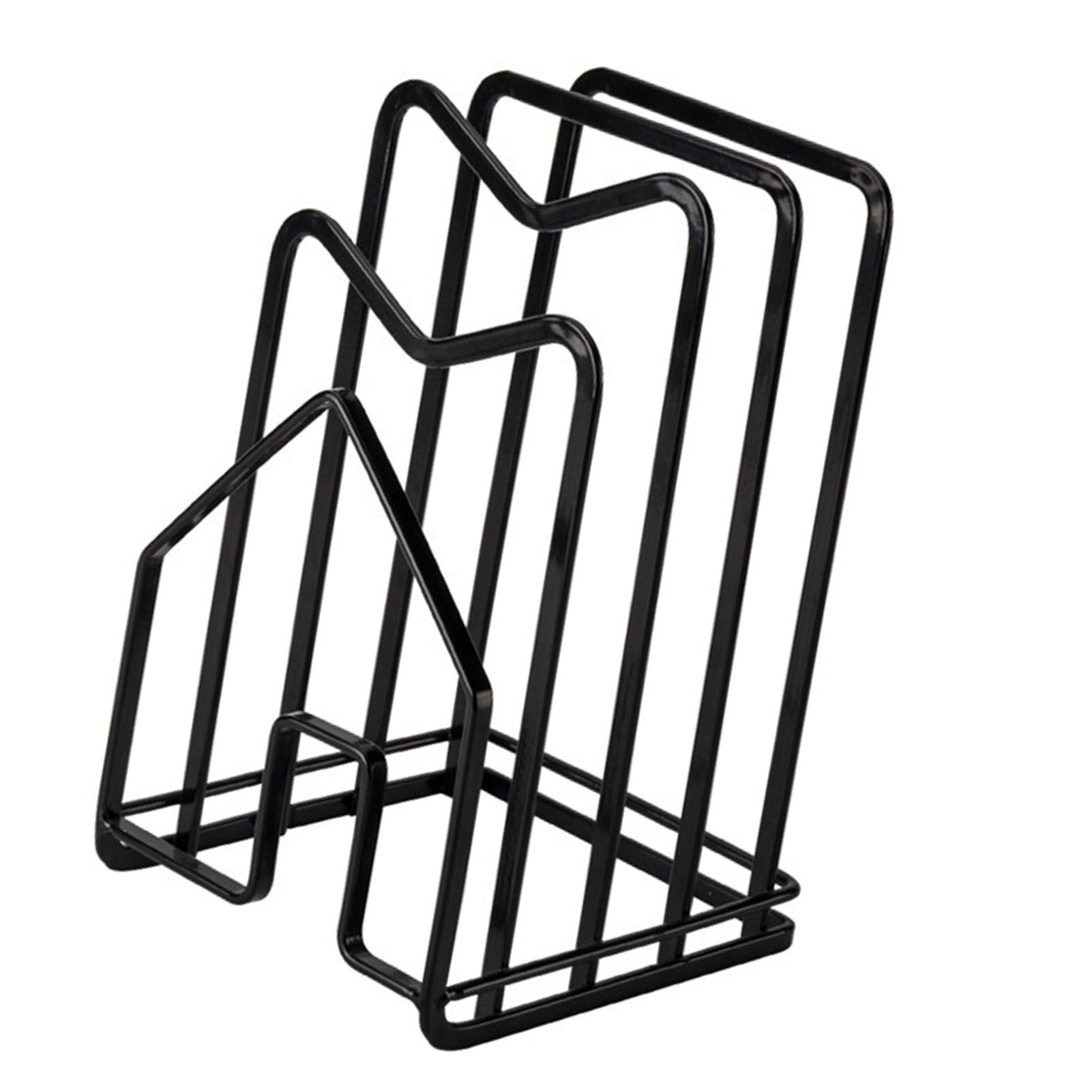 Chopping Board Storage Rack Multifunctional Pot Pan Lid Stand Holder Iron Good Ventilation Kitchen Countertop Organizer Black Standard - Image 3