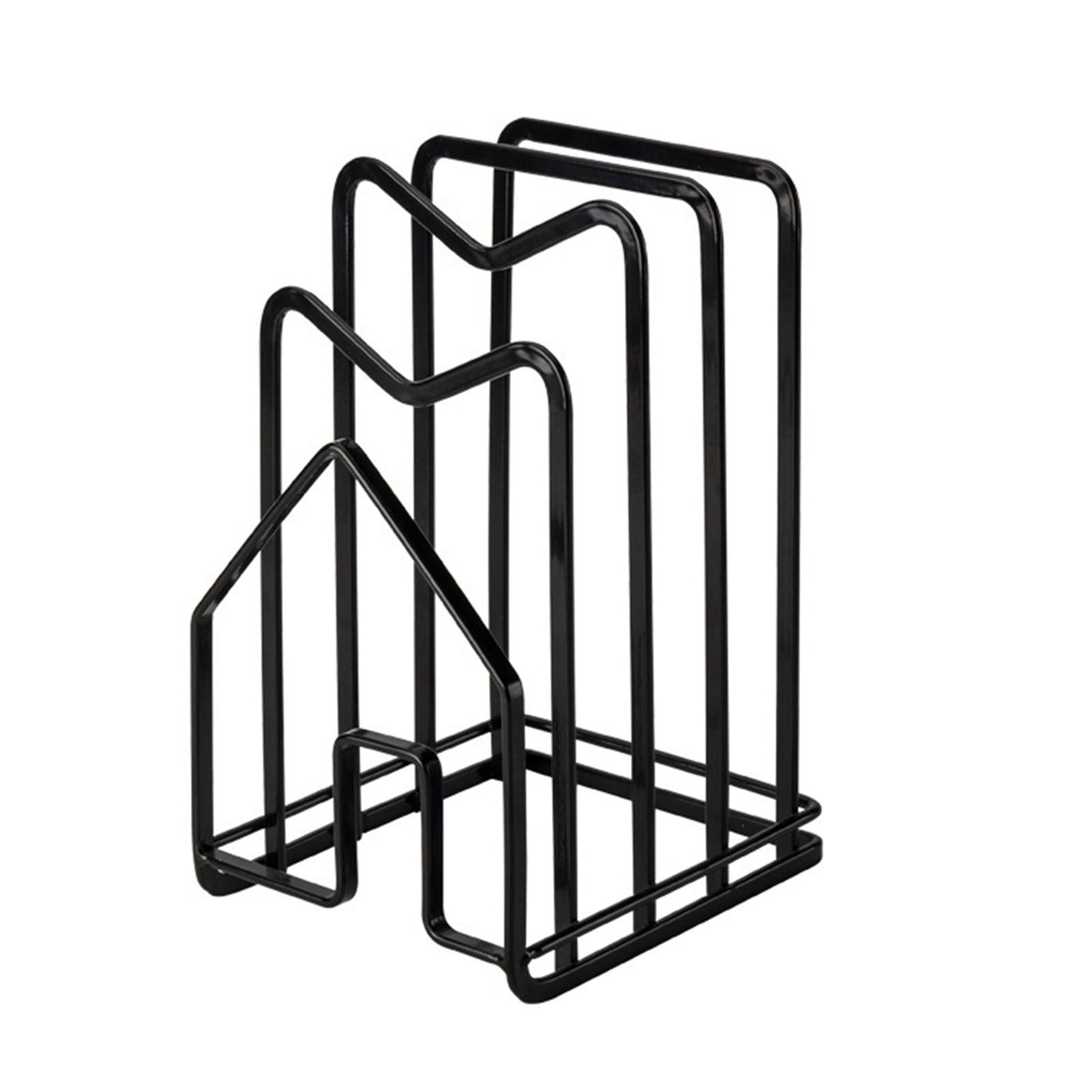 Chopping Board Storage Rack Multifunctional Pot Pan Lid Stand Holder Iron Good Ventilation Kitchen Countertop Organizer Black Standard - Image 4