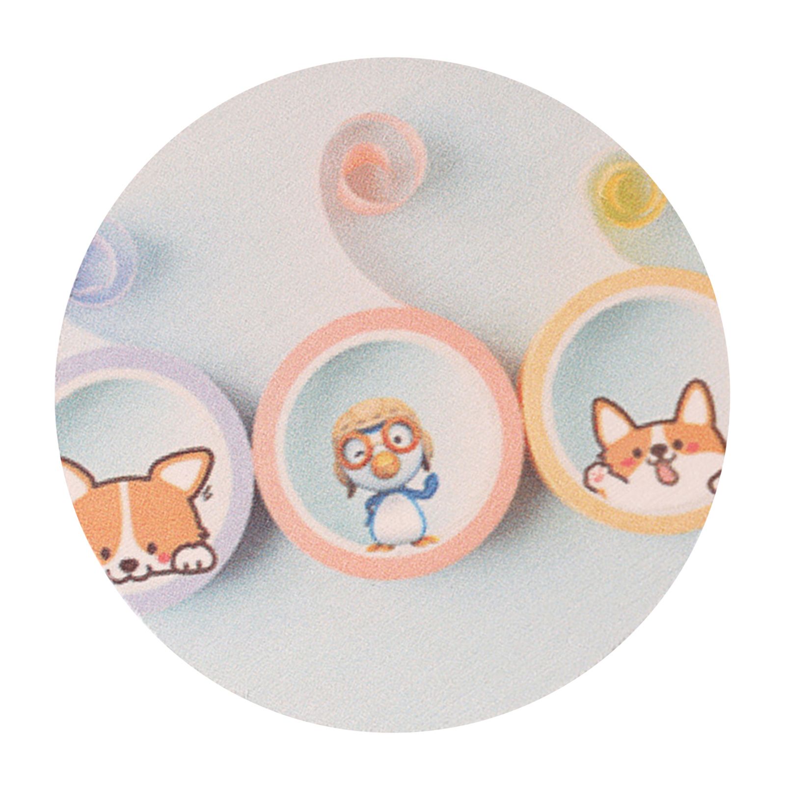 Round Cartoon Diatom Mud Coaster Water Absorbent Coaster Cutlery Insulation Anti Scalding Pad Marble Table Decor Flying Penguin - Image 2