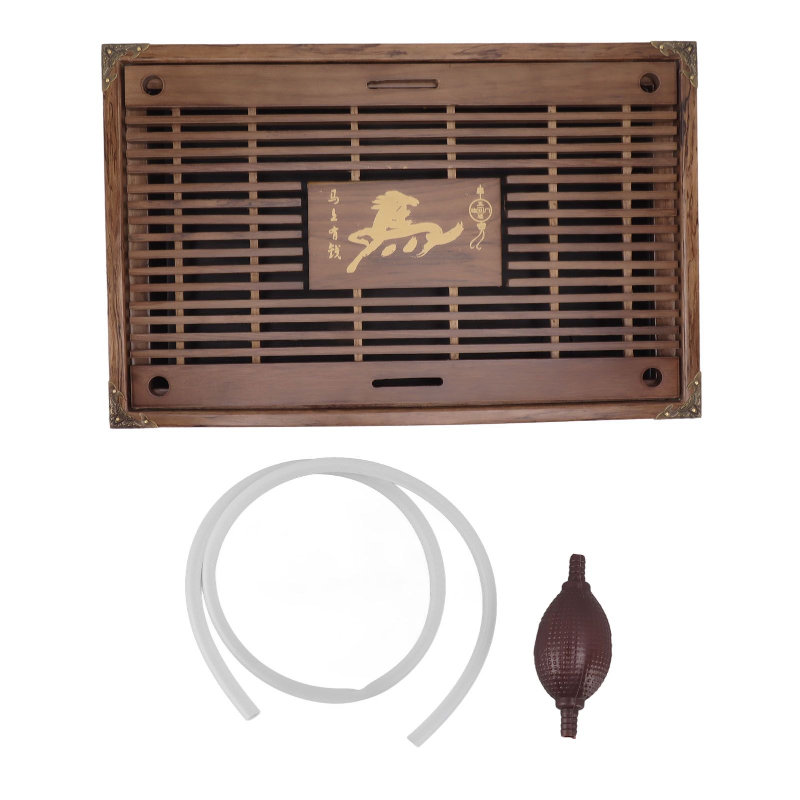 Water Storage Tea Tray with Drainage Tool Hose Non Fading Water Drainage Tea Serving Tray for Home Type A Light Black - Image 1