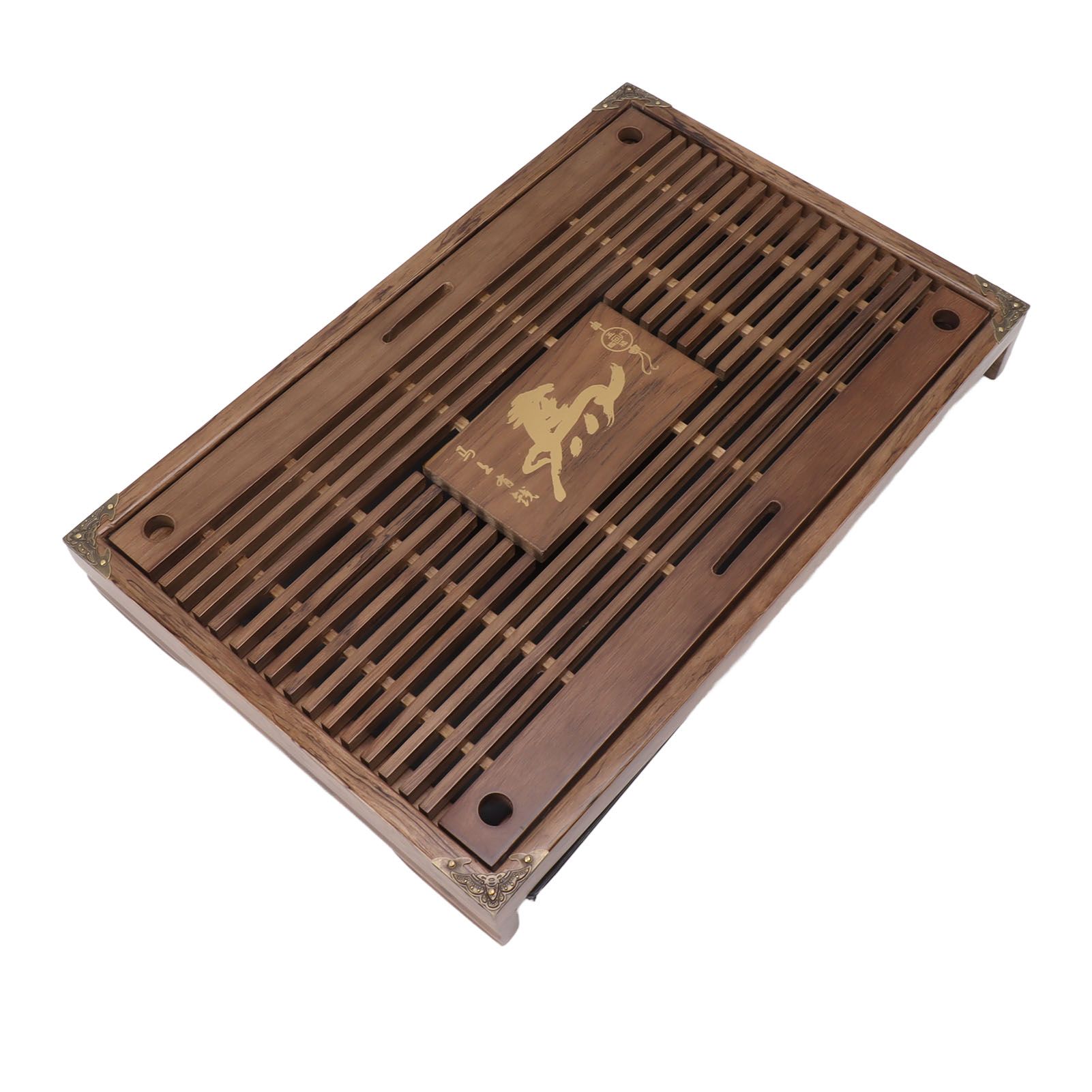 Water Storage Tea Tray with Drainage Tool Hose Non Fading Water Drainage Tea Serving Tray for Home Type A Light Black - Image 3