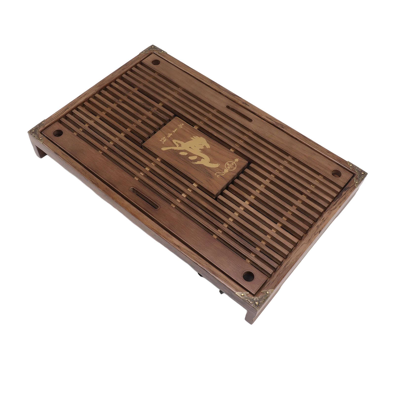 Water Storage Tea Tray with Drainage Tool Hose Non Fading Water Drainage Tea Serving Tray for Home Type A Light Black - Image 4