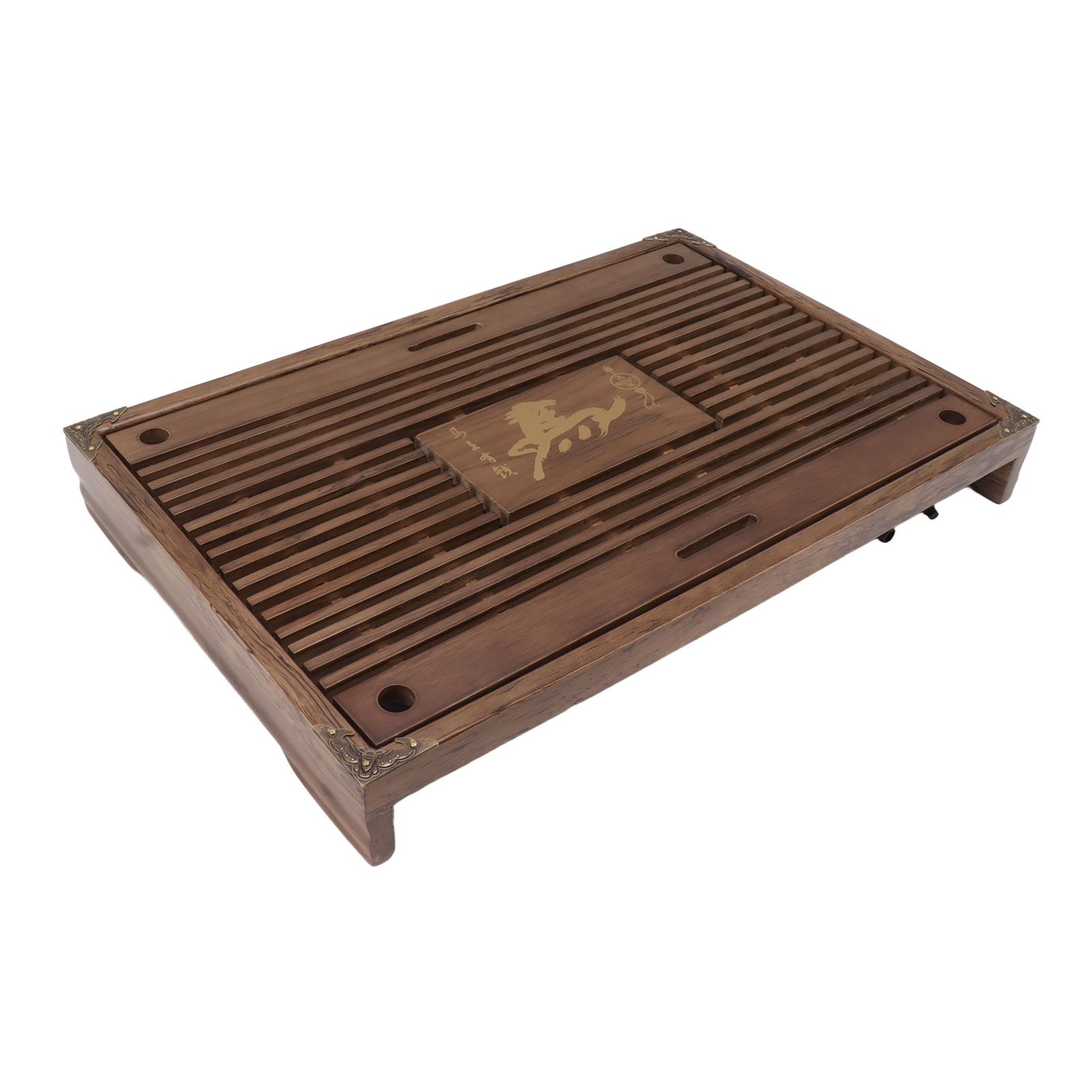 Water Storage Tea Tray with Drainage Tool Hose Non Fading Water Drainage Tea Serving Tray for Home Type A Light Black - Image 6