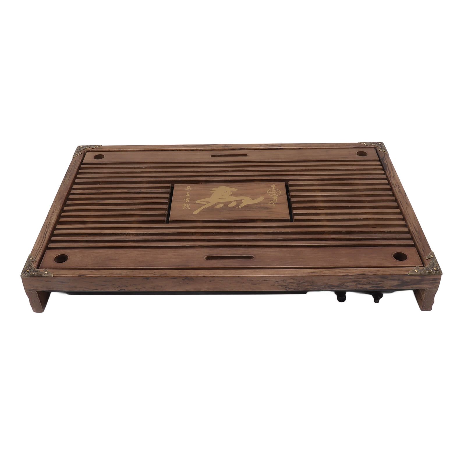 Water Storage Tea Tray with Drainage Tool Hose Non Fading Water Drainage Tea Serving Tray for Home Type A Light Black - Image 7