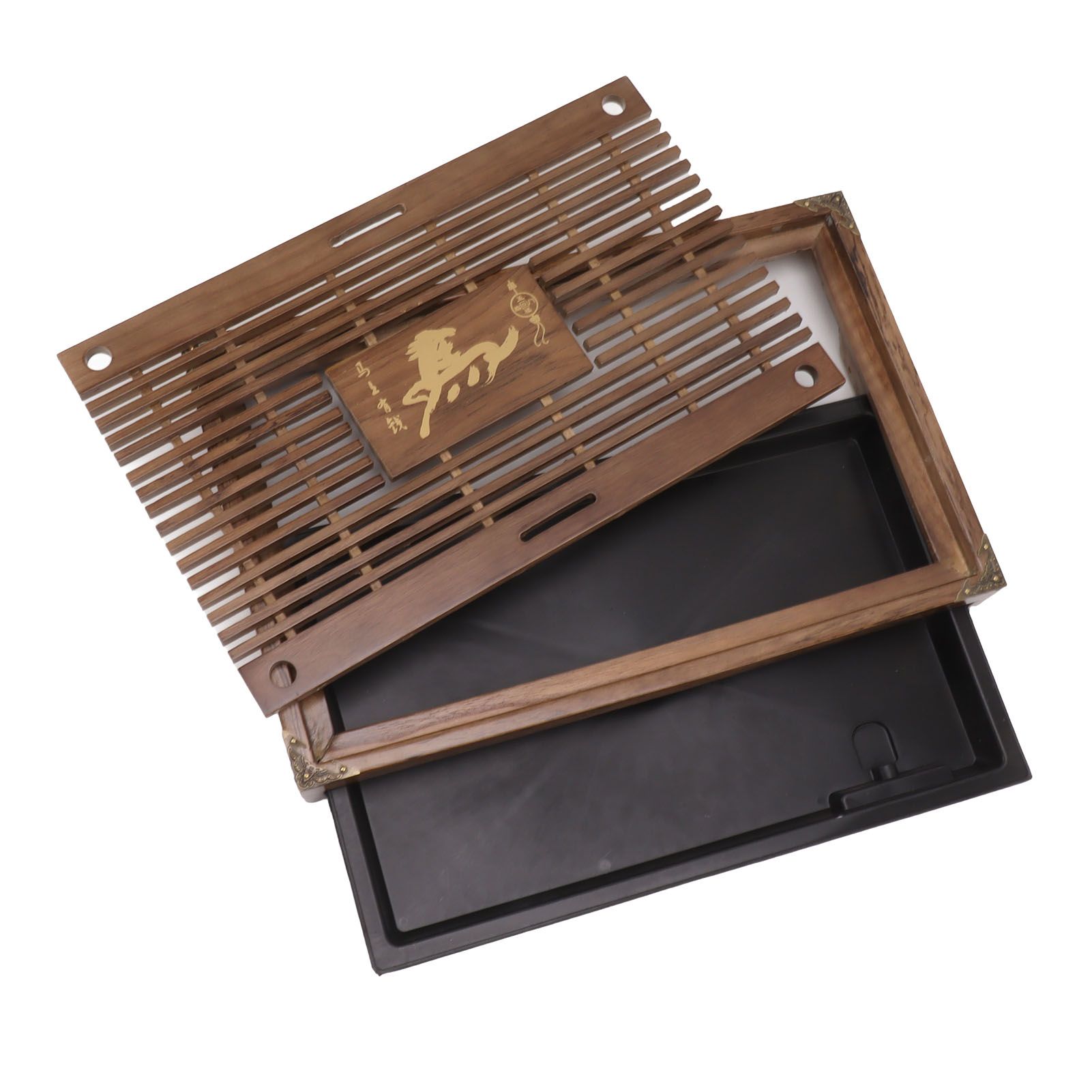 Water Storage Tea Tray with Drainage Tool Hose Non Fading Water Drainage Tea Serving Tray for Home Type A Light Black - Image 8