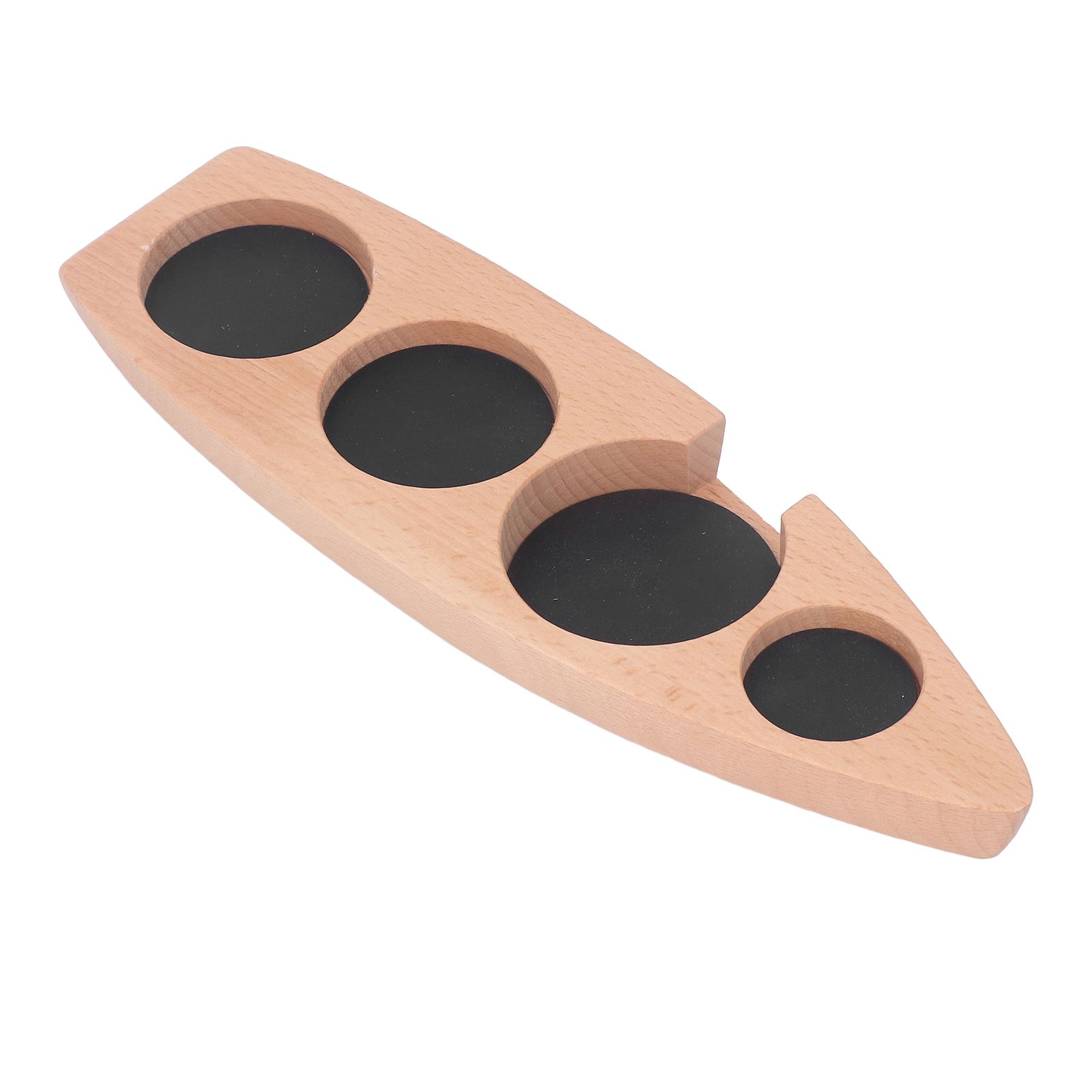Coffee Tamper Holder Boat Shape 4 Slots Anti Slip Stable Wooden Coffee Tamping Station 53mm/2.1in - Image 2