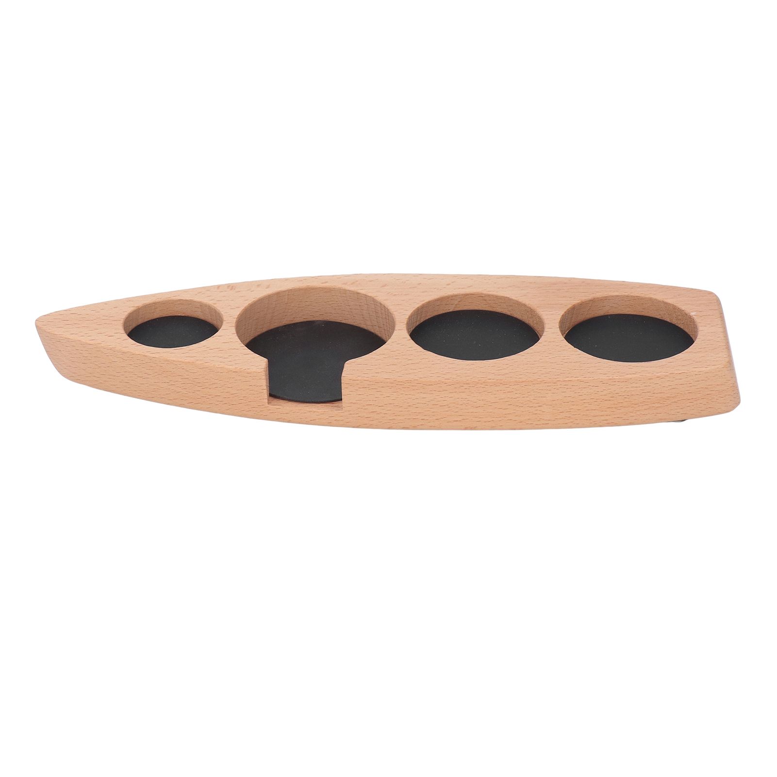 Coffee Tamper Holder Boat Shape 4 Slots Anti Slip Stable Wooden Coffee Tamping Station 53mm/2.1in - Image 3