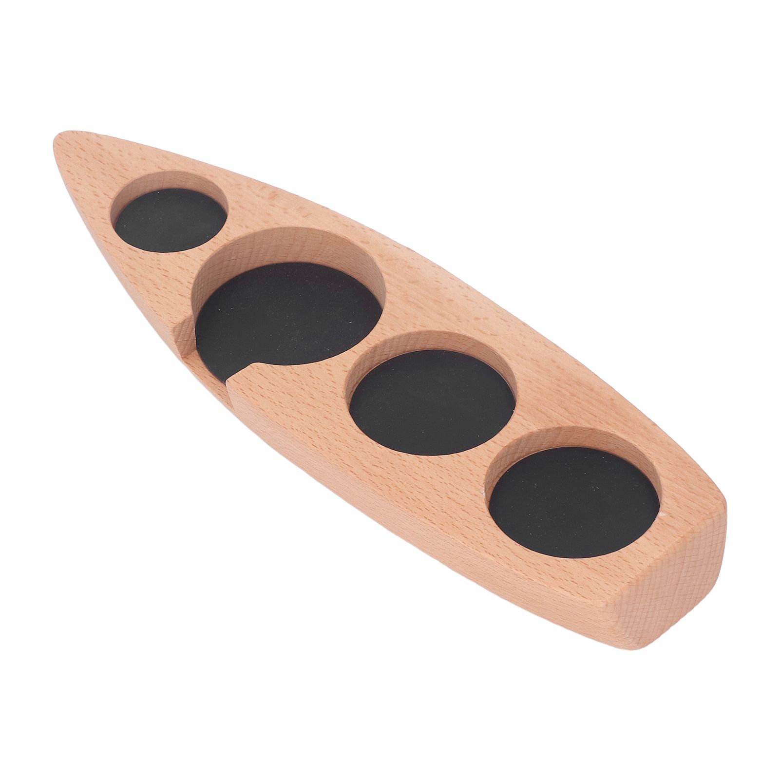 Coffee Tamper Holder Boat Shape 4 Slots Anti Slip Stable Wooden Coffee Tamping Station 53mm/2.1in - Image 6