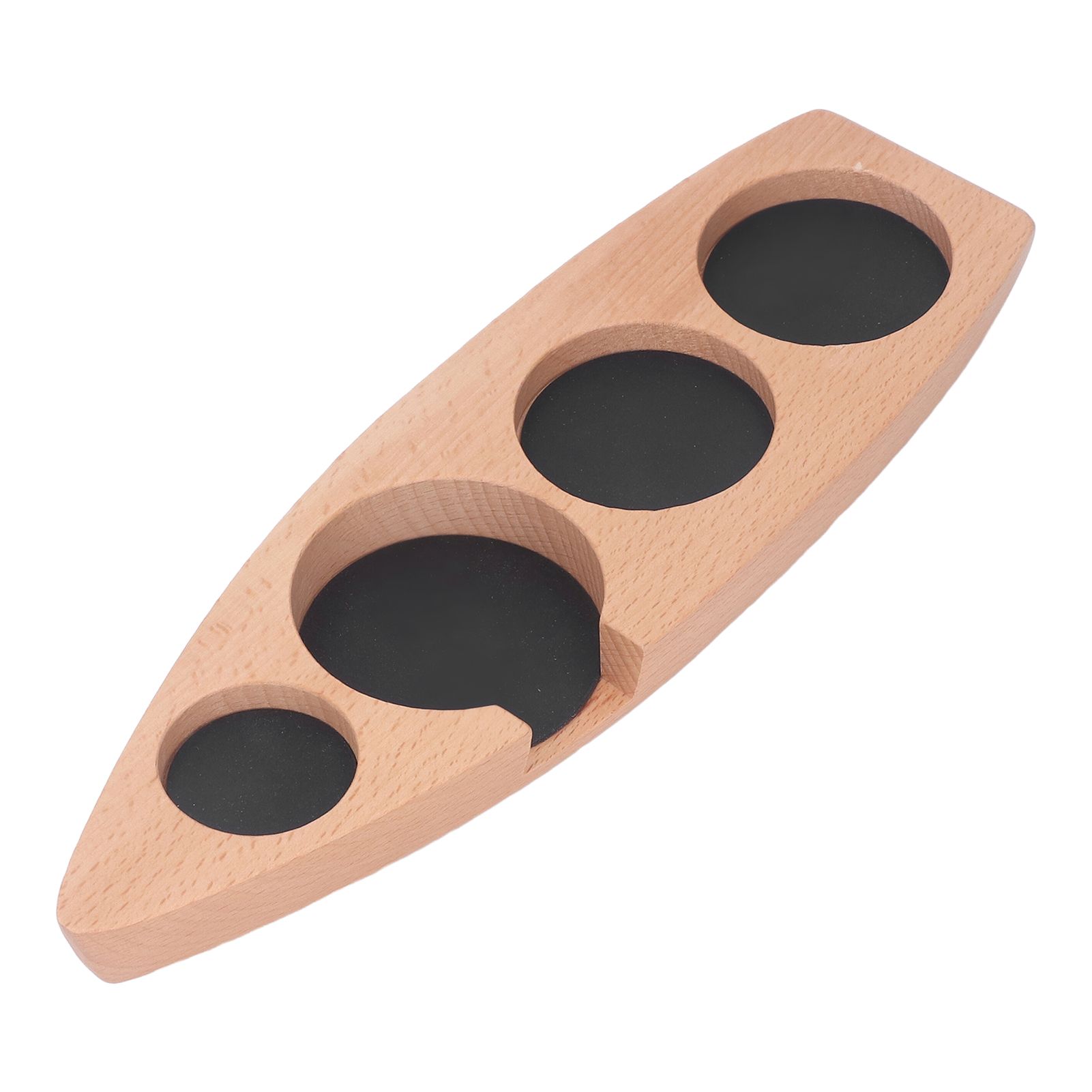 Coffee Tamper Holder Boat Shape 4 Slots Anti Slip Stable Wooden Coffee Tamping Station 53mm/2.1in - Image 8