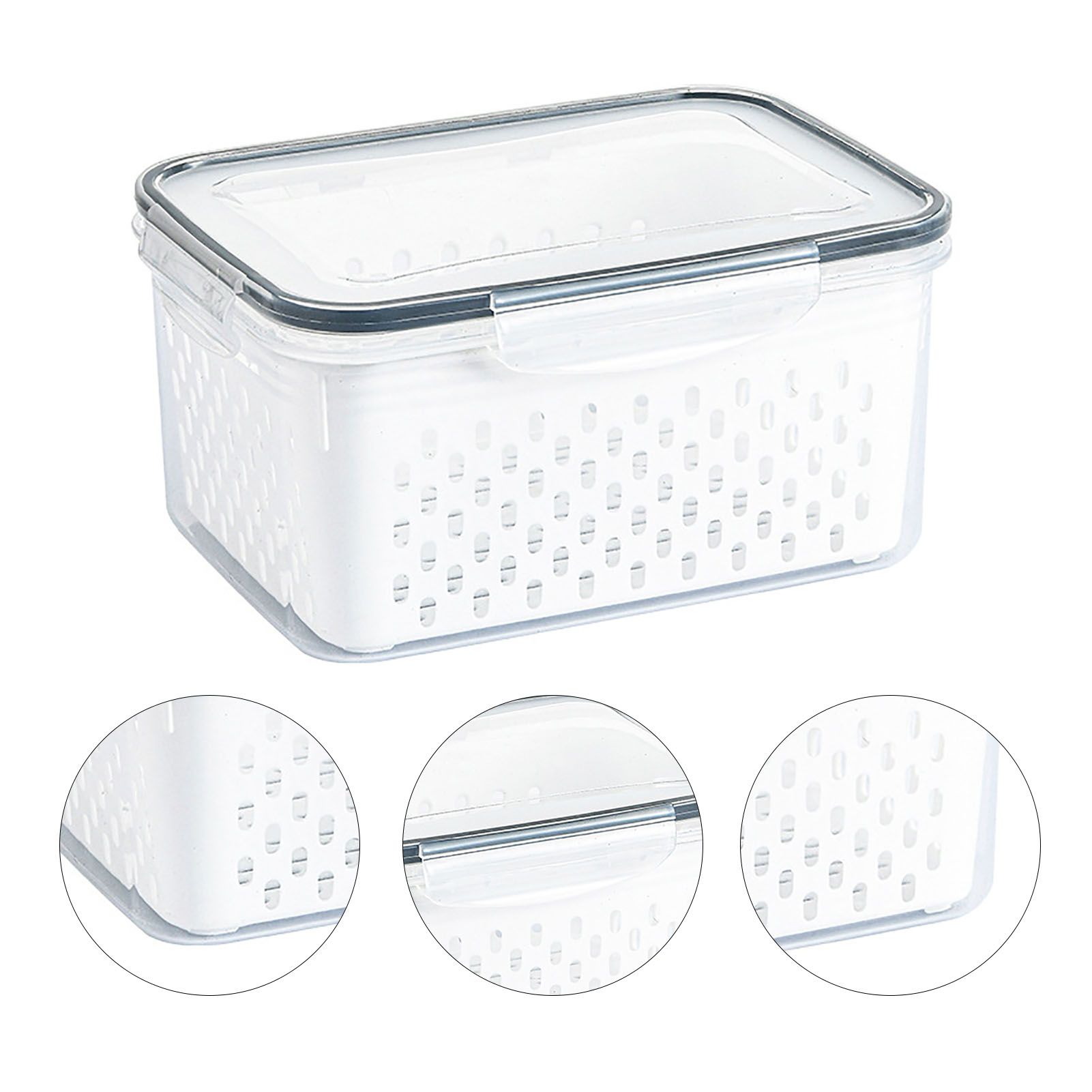 Drain Storage Basket Box Transparent Fruit Vegetable Storage Container for Kitchen Supplies 3300ML - Image 2