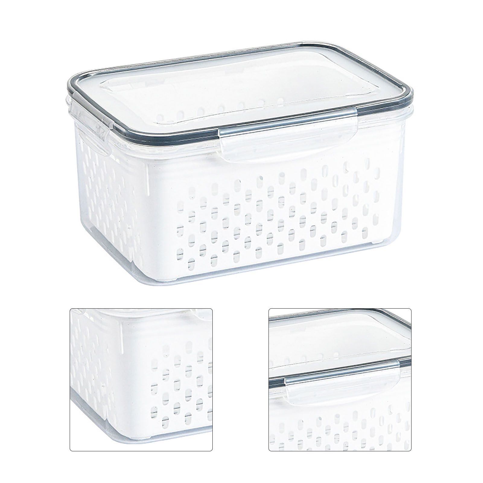 Drain Storage Basket Box Transparent Fruit Vegetable Storage Container for Kitchen Supplies 3300ML - Image 3