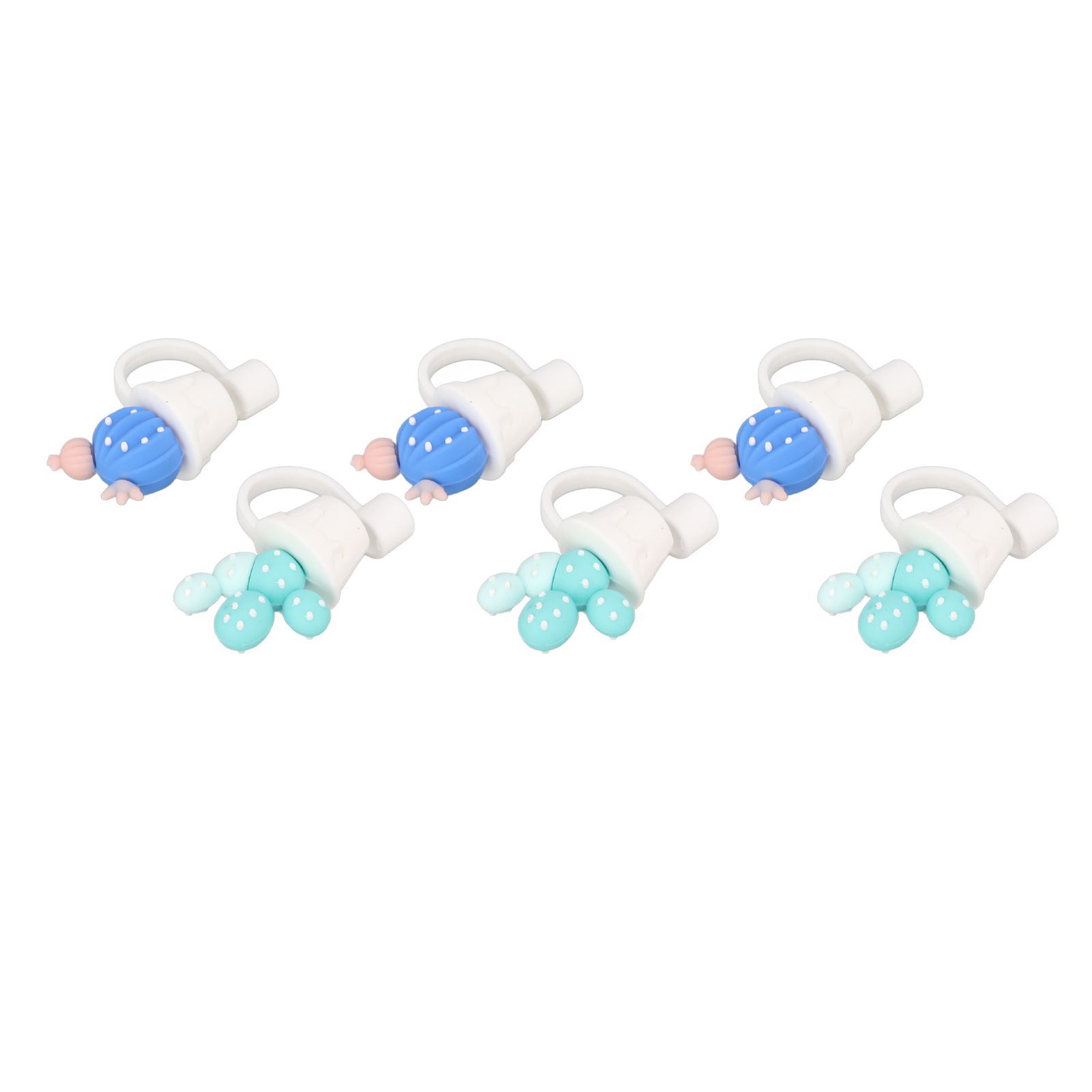 6Pcs Straw Cover Cap Cute Cartoon Reusable Silicone Toppers Drinking Tips Lids Plugs Type A - Image 2