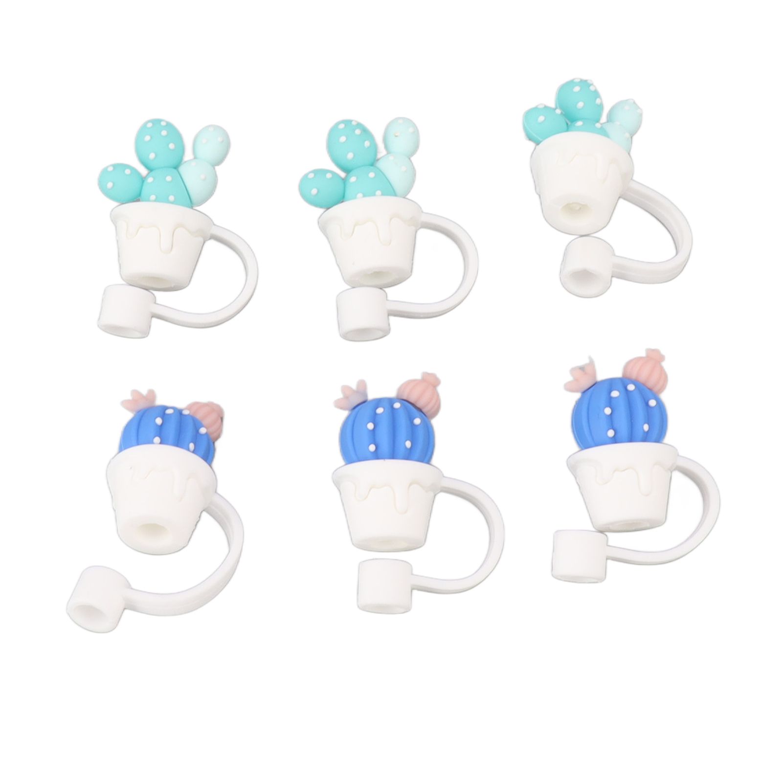 6Pcs Straw Cover Cap Cute Cartoon Reusable Silicone Toppers Drinking Tips Lids Plugs Type A - Image 4