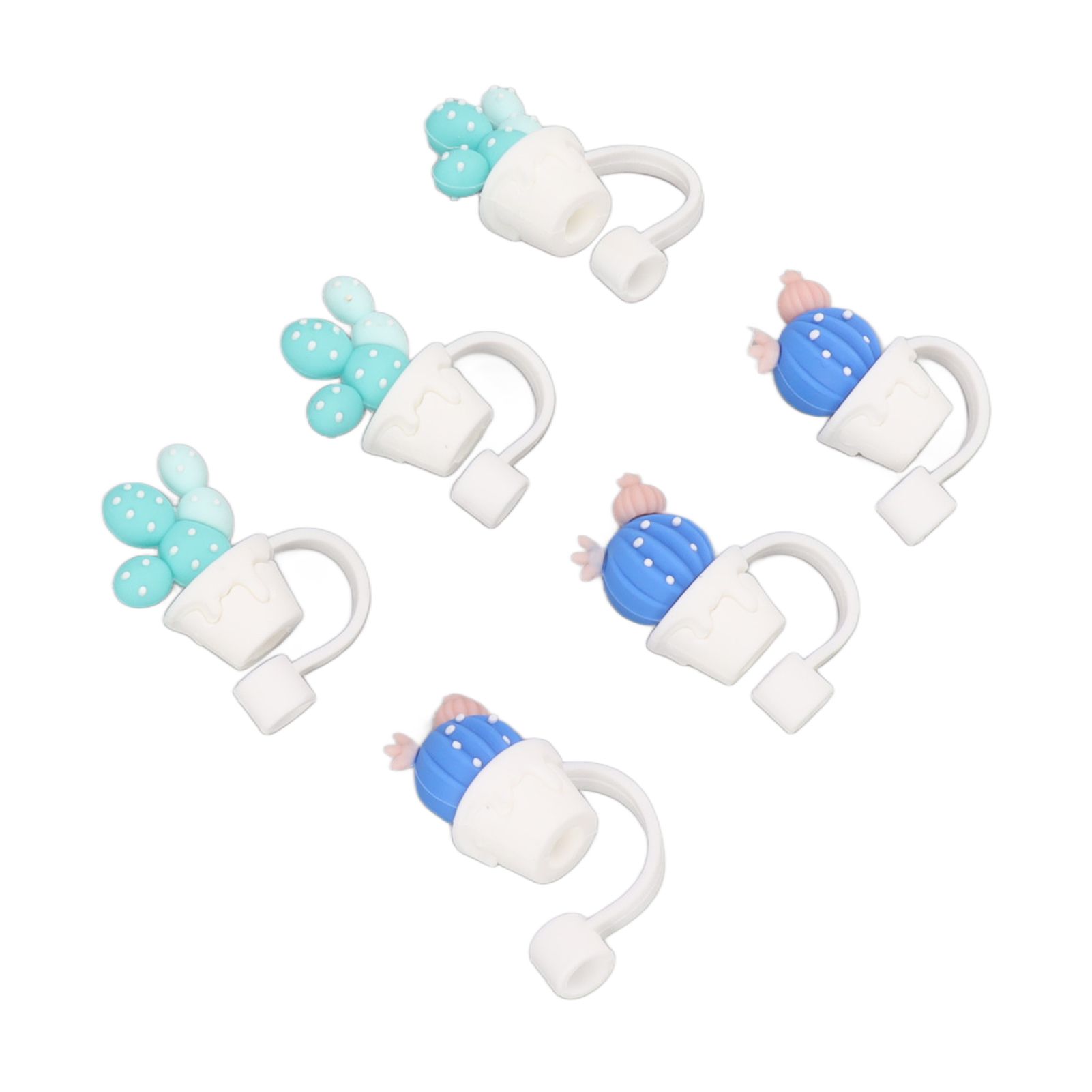 6Pcs Straw Cover Cap Cute Cartoon Reusable Silicone Toppers Drinking Tips Lids Plugs Type A - Image 5