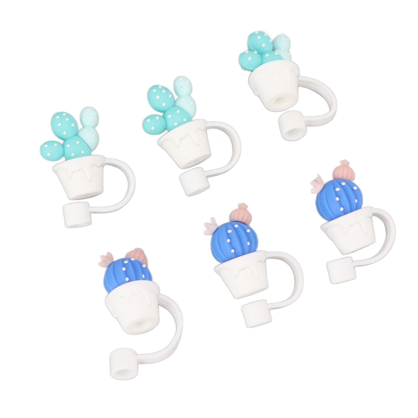 6Pcs Straw Cover Cap Cute Cartoon Reusable Silicone Toppers Drinking Tips Lids Plugs Type A - Image 6