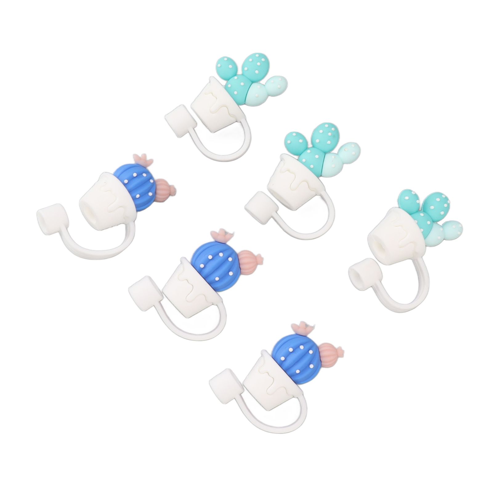 6Pcs Straw Cover Cap Cute Cartoon Reusable Silicone Toppers Drinking Tips Lids Plugs Type A - Image 7