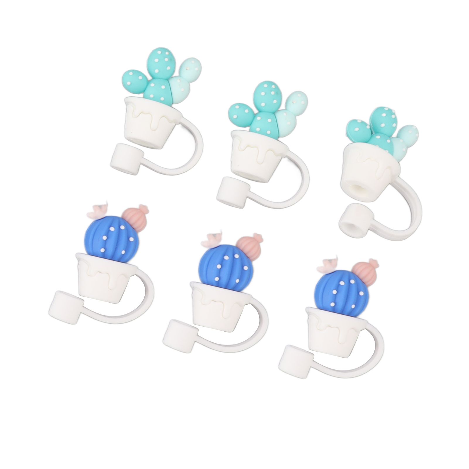 6Pcs Straw Cover Cap Cute Cartoon Reusable Silicone Toppers Drinking Tips Lids Plugs Type A - Image 8